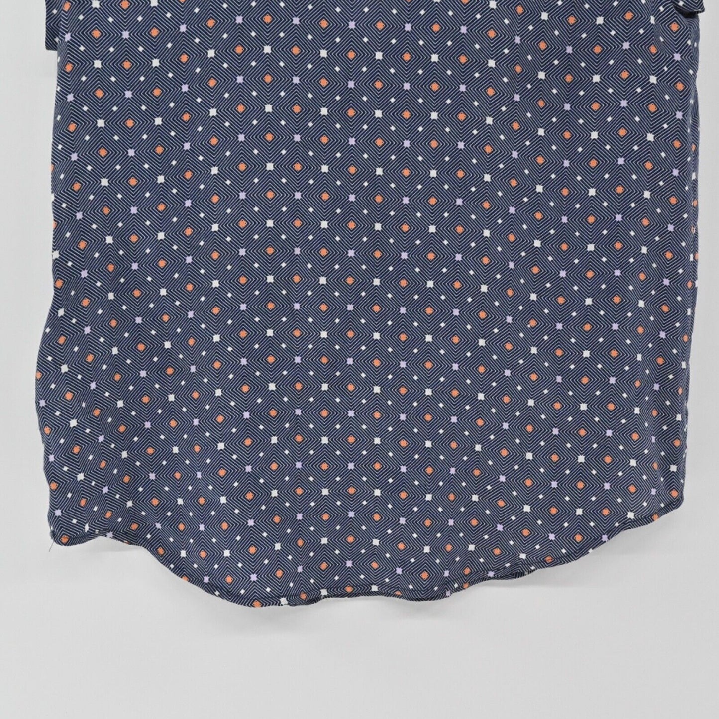 JOIE Top Womens Size XS Blue Geometric Print 100% Silk Ryanna Cap Sleeve VNeck