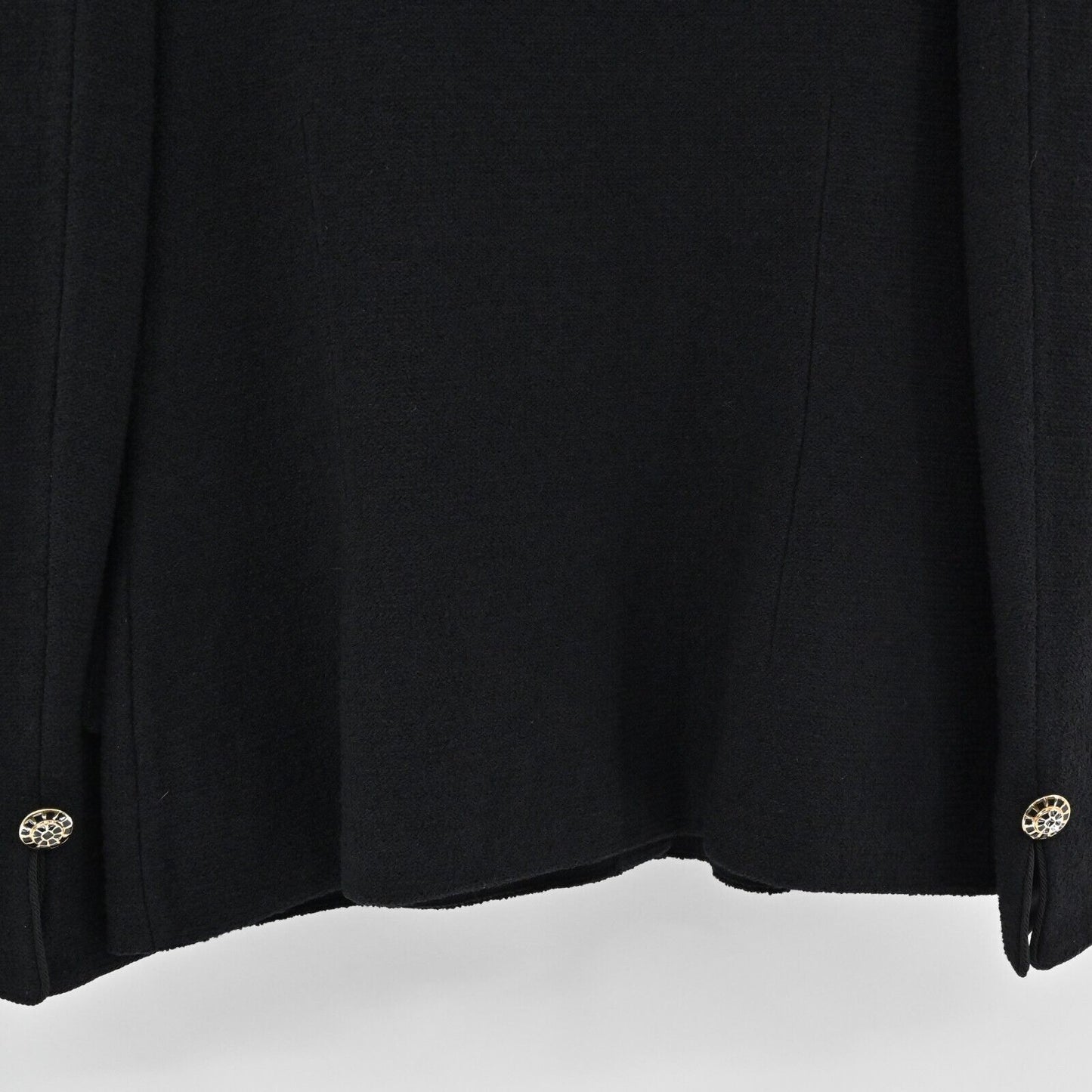 ST JOHN Jacket Womens Sz 10 Collection Santana Knit Black Gold Buttons Dog Show
