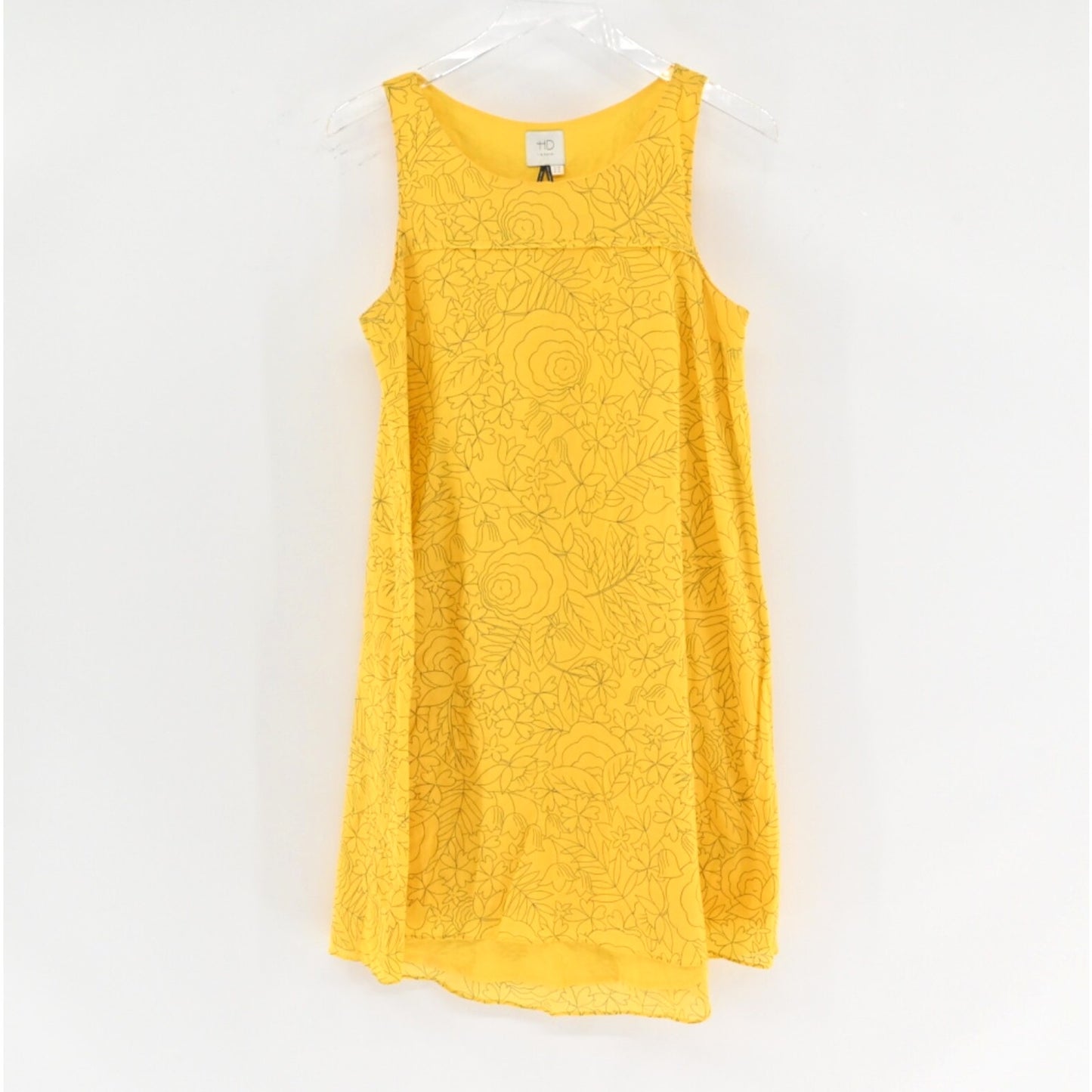 Anthropologie Womens Yellow Floral Dress Sz 4 HD IN PARIS Sun Soaked Tank Cotton