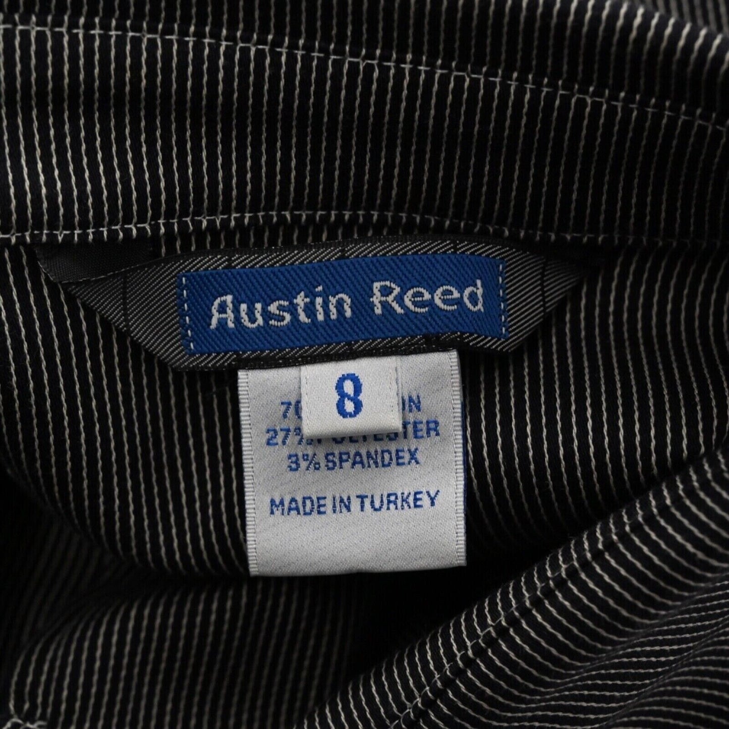 AUSTIN REED Jacket Womens Size 8 Canvas Black White Pinstripe Cotton Blend Retro
