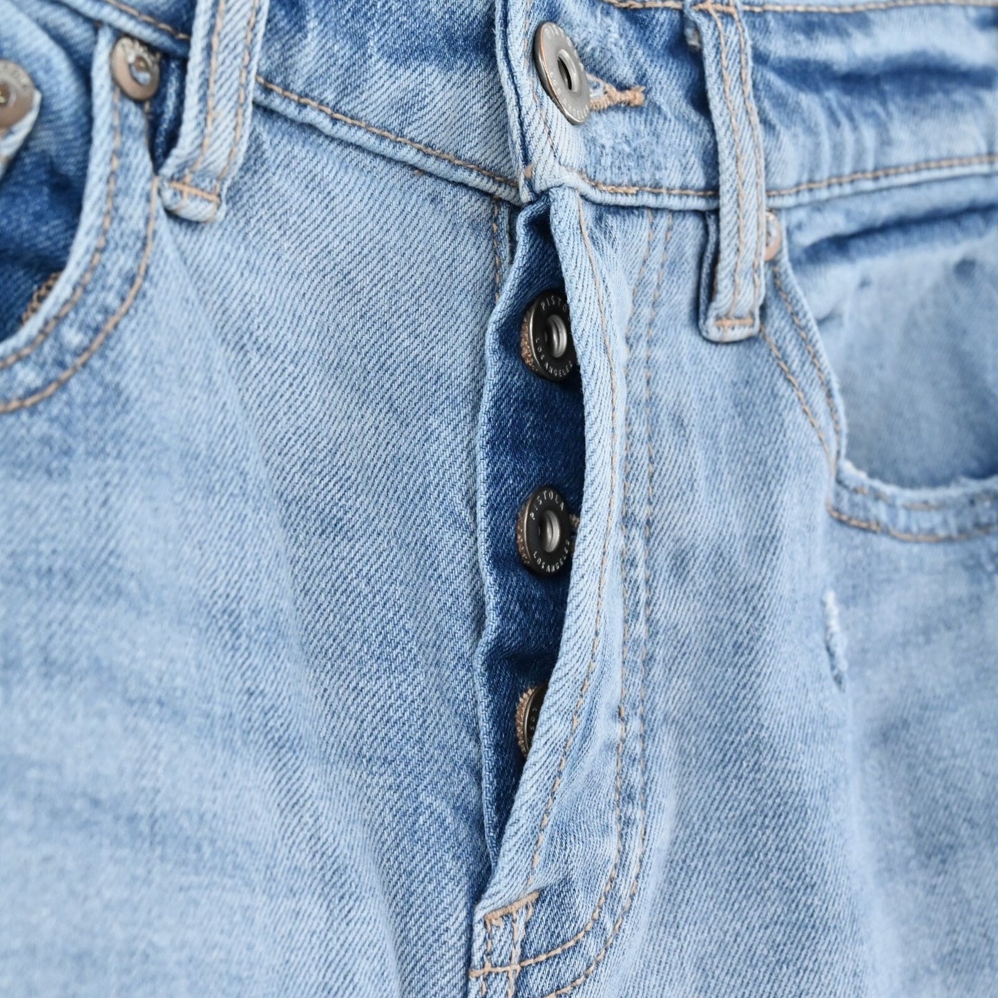 PISTOLA Womens Charlie Side Zip Jeans Size 27 Distressed High Rise Blue Denim