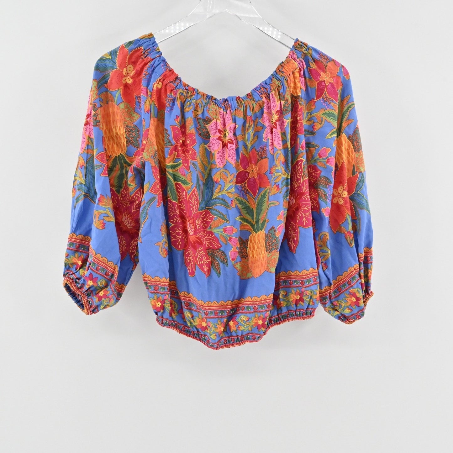 Cynthia Rowley Womens Floral Top Size S Off The Shoulder Balloon Sleeve Blouse