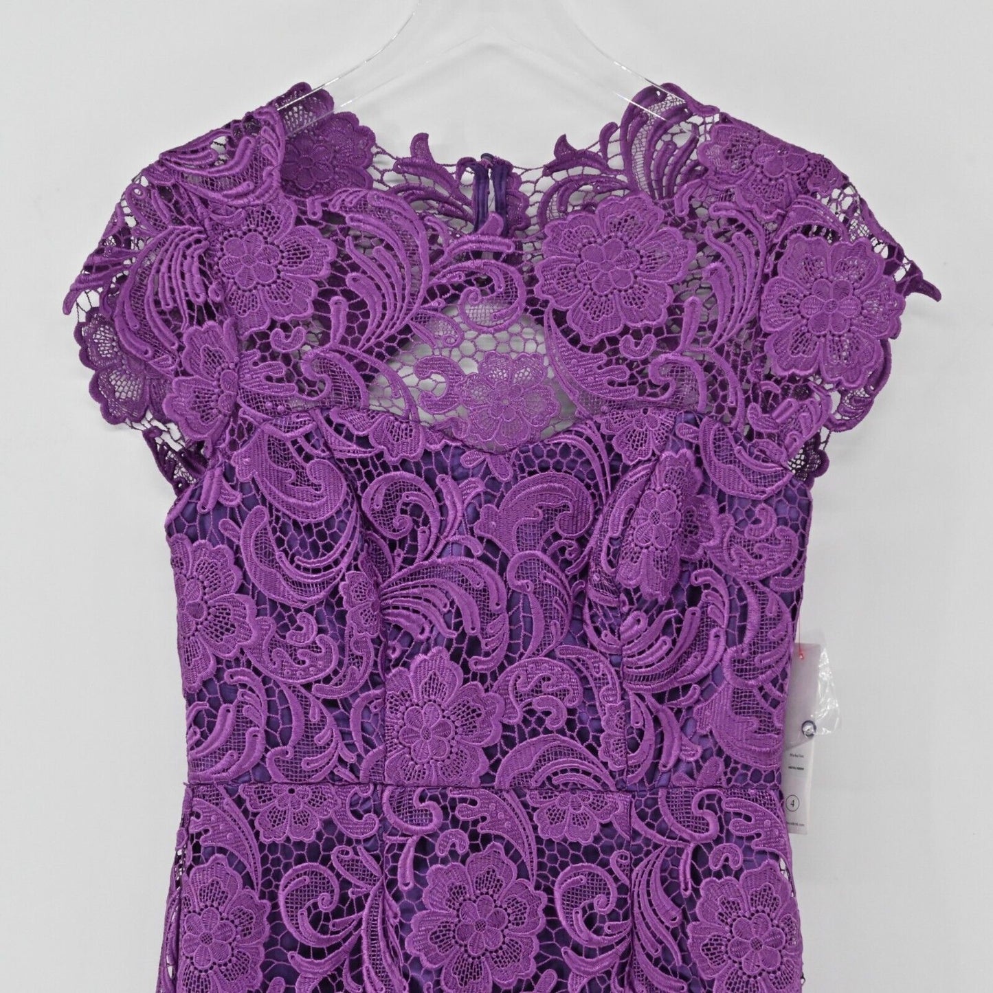 DECODE 1.8 Dress Womens Size 4 Scalloped Lace Short Sleeve Sheath Purple NEW