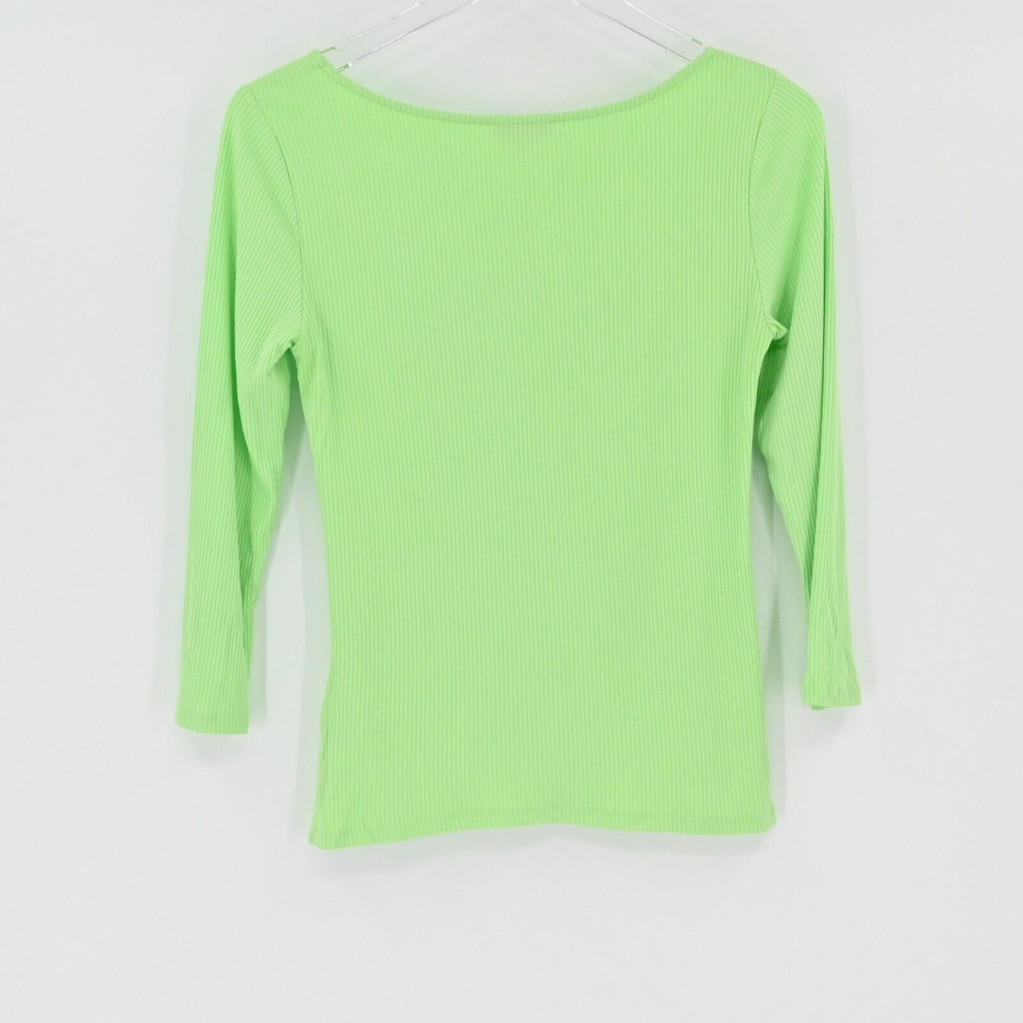 WHISTLES Top Womens Sz 6 Lime Green Fitted Ribbed Knit Square Neck Capsule NEW