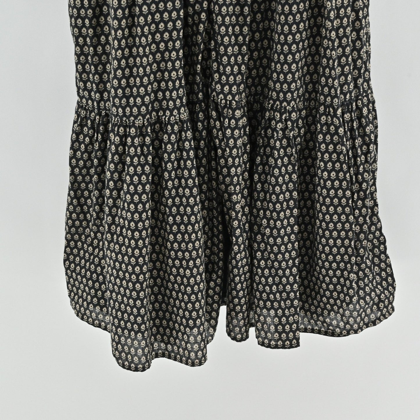 Anthropologie Peregrine Midi Dress Womens Size XL Neutral Motif Smocked Tiered