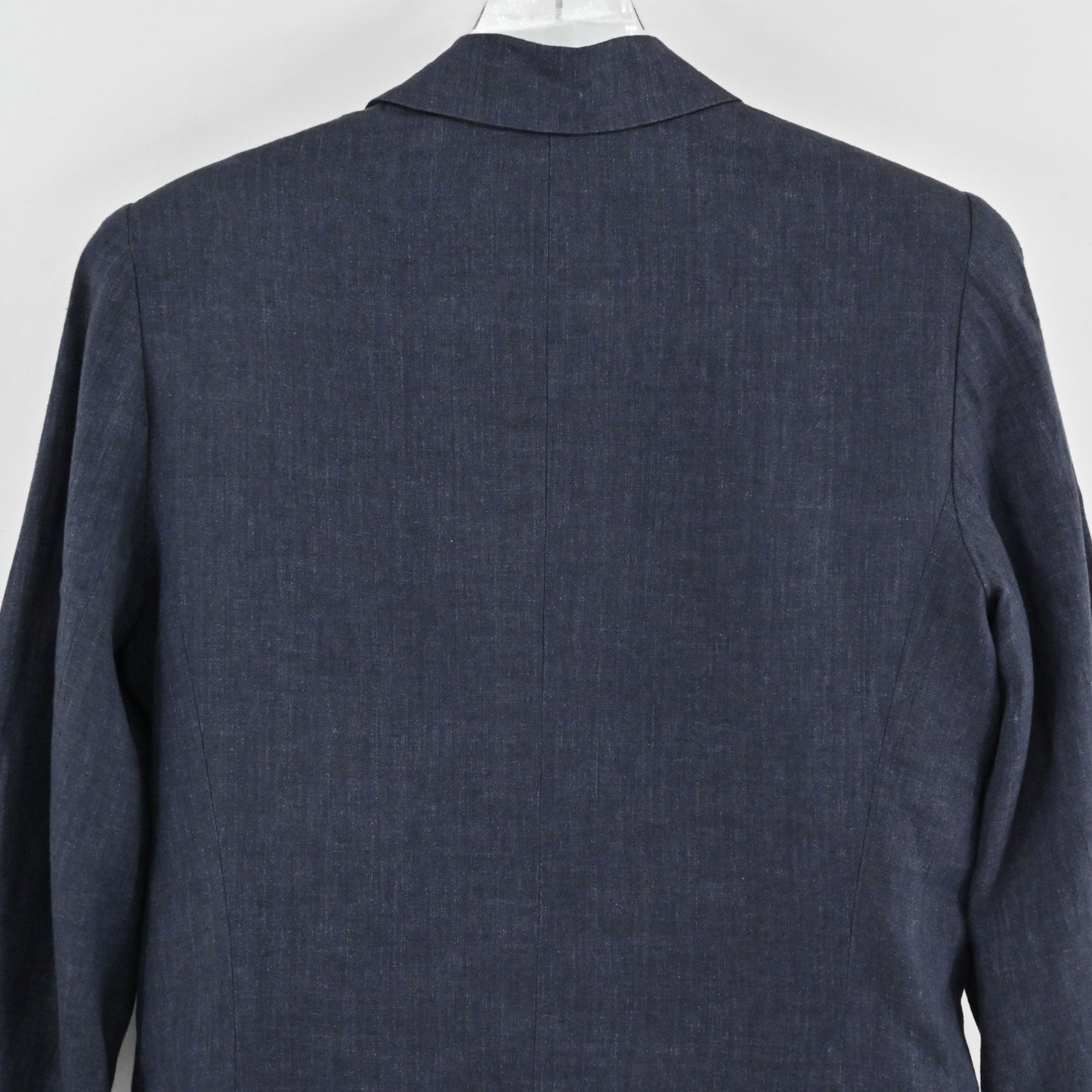 Vtg Linda Allard Ellen Tracy Womens Linen Blue Blazer Size 8 Single Breasted