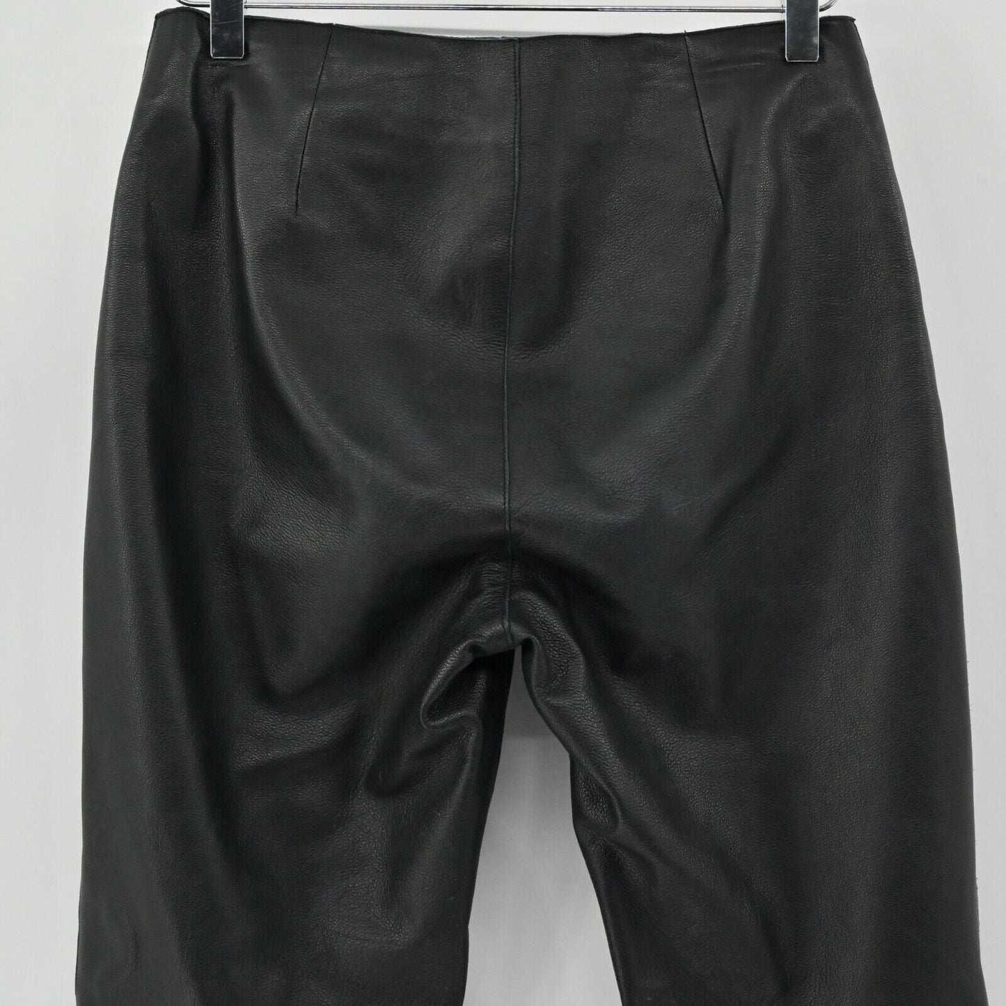 DKNY Pants Womens Size 4 Solid Black Genuine Leather Mid Rise Classic Boot Cut