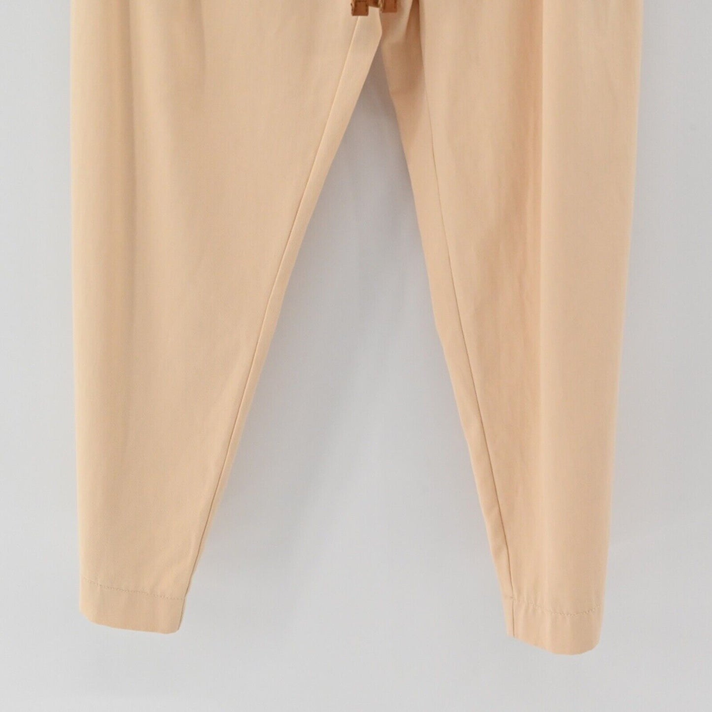 ZARA Pants Womens Sz XL Peach Cotton Blend High Rise Paperbag Braided Belt NEW