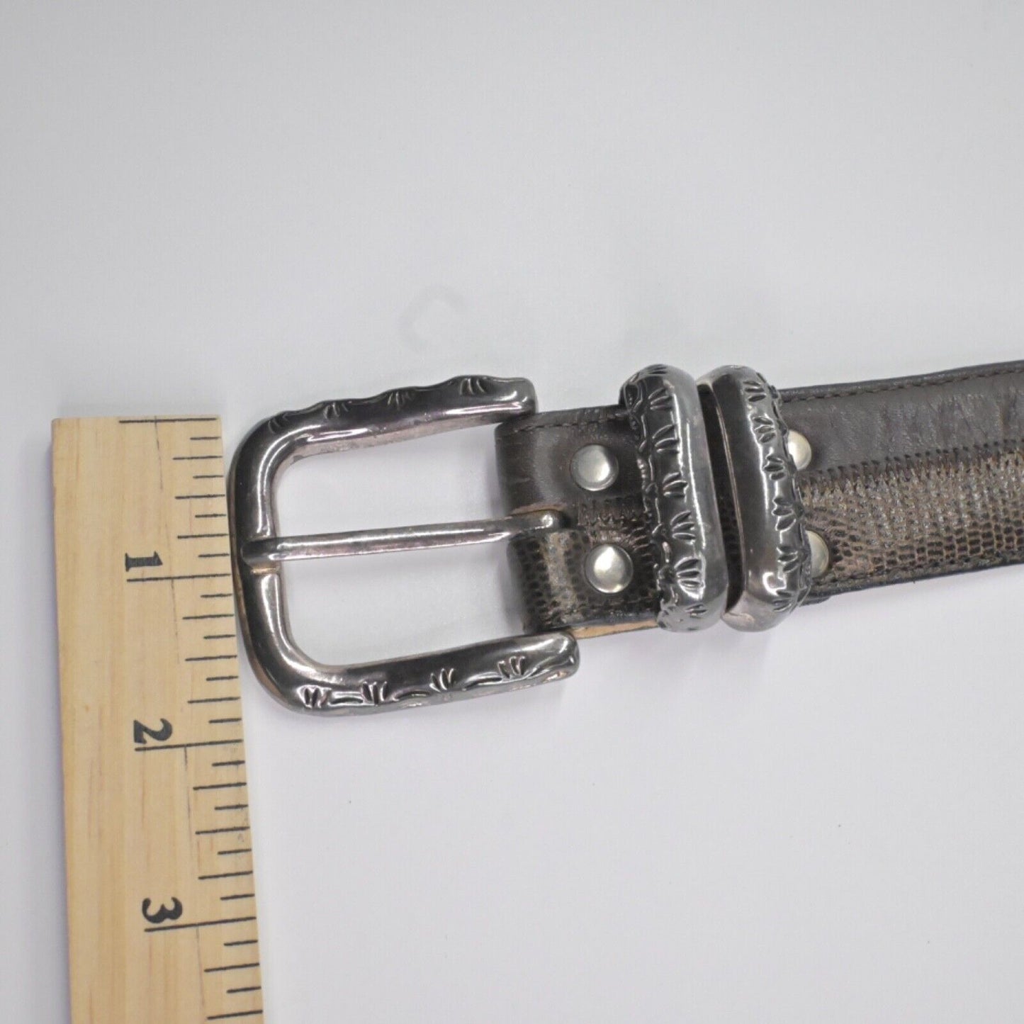 Vtg LEATHEROCK Belt Womens Size XL Brown Patchwork Snakeskin Genuine Leather USA