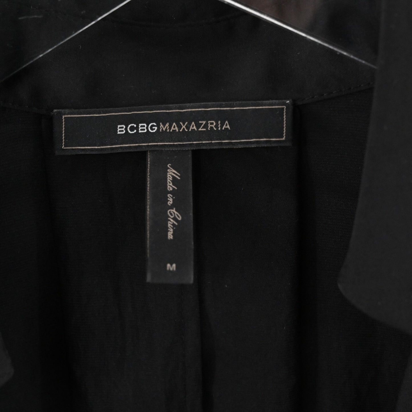 BCBGMAXAZRIA Shirt Dress Size M Diane Black Long Sleeve Collared Wrap Tie Mini