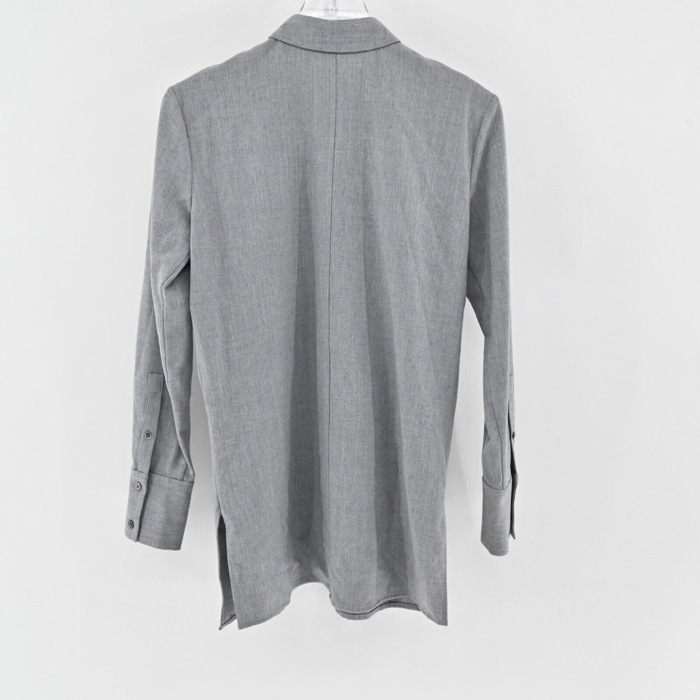 THEORY Top Womens Size P Solid Gray Long Sleeve Hidden Button Front Collar