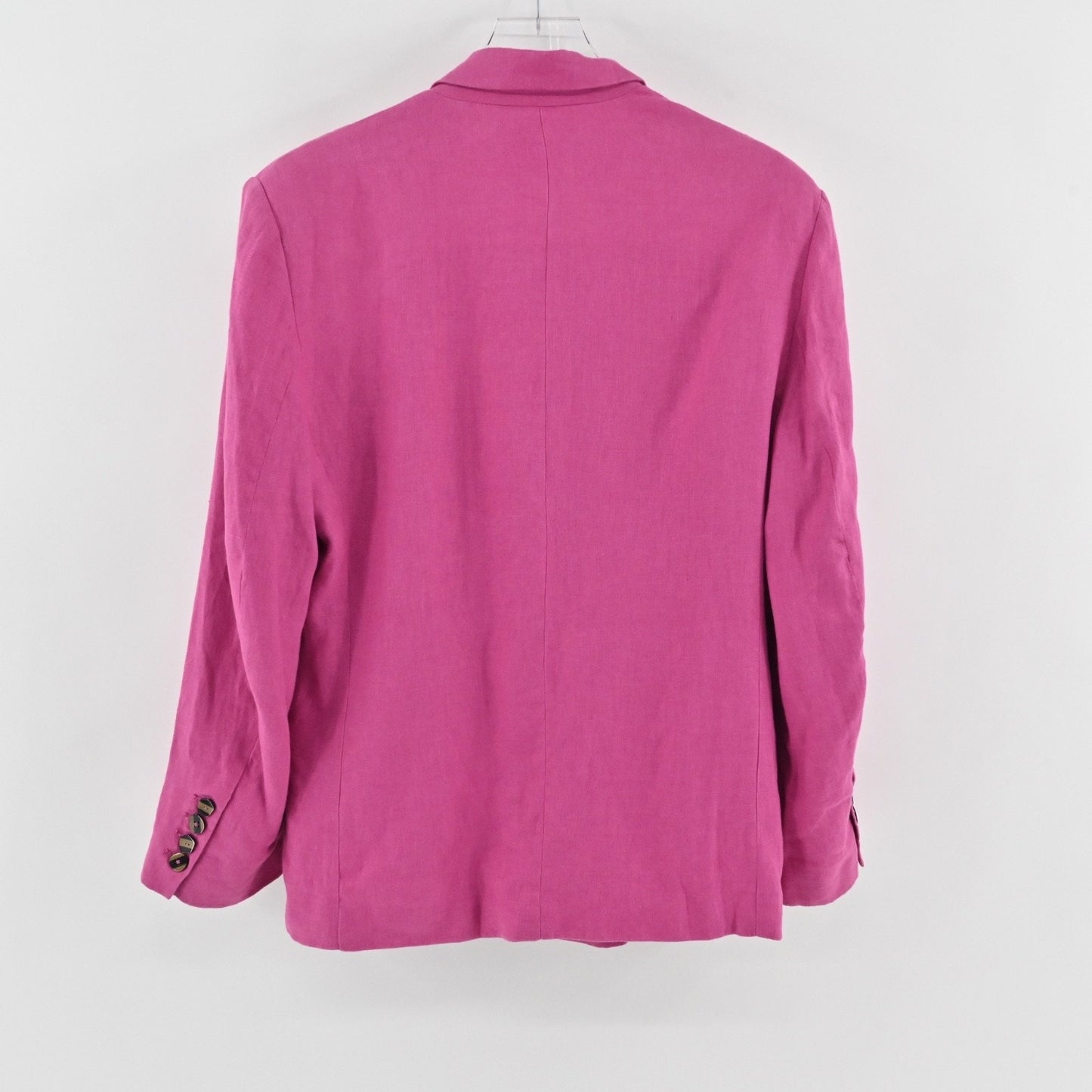 FARM RIO Womens Oversized Linen Blazer Size M Pink Single Breasted Shoulder Pads