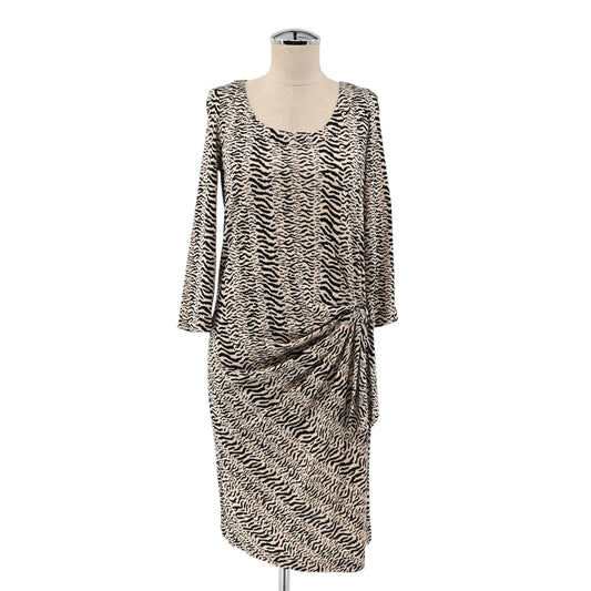GERARD DAREL Dress Womens Size 36 Zebra Print Silk Cotton 3/4 Sleeve Faux Wrap