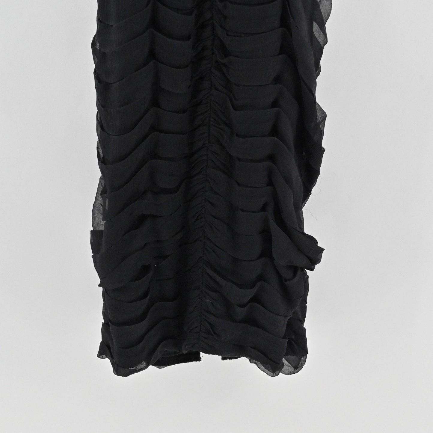 Vtg Y2k Tadashi Bodycon Cocktail Halter Dress Size 10 Black Silk Ruched LBD 90s