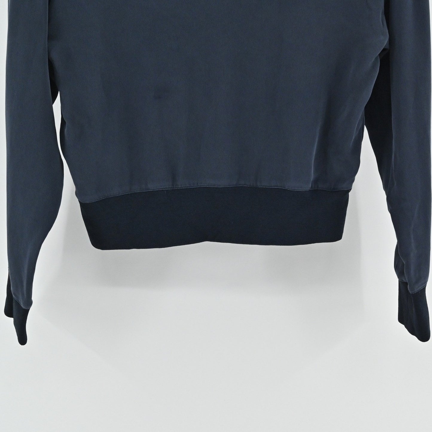 Theyskens Theory Womens Silk Top Size 0 Navy Minimalist Long Sleeve Pullover