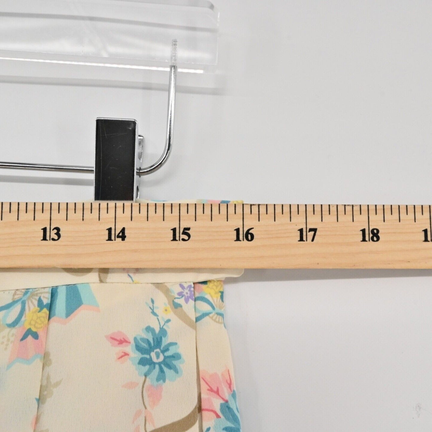 Vtg KORET CAREER Skirt Womens Sz S Ivory Floral Fans Bows Pleated Midi Retro 80s