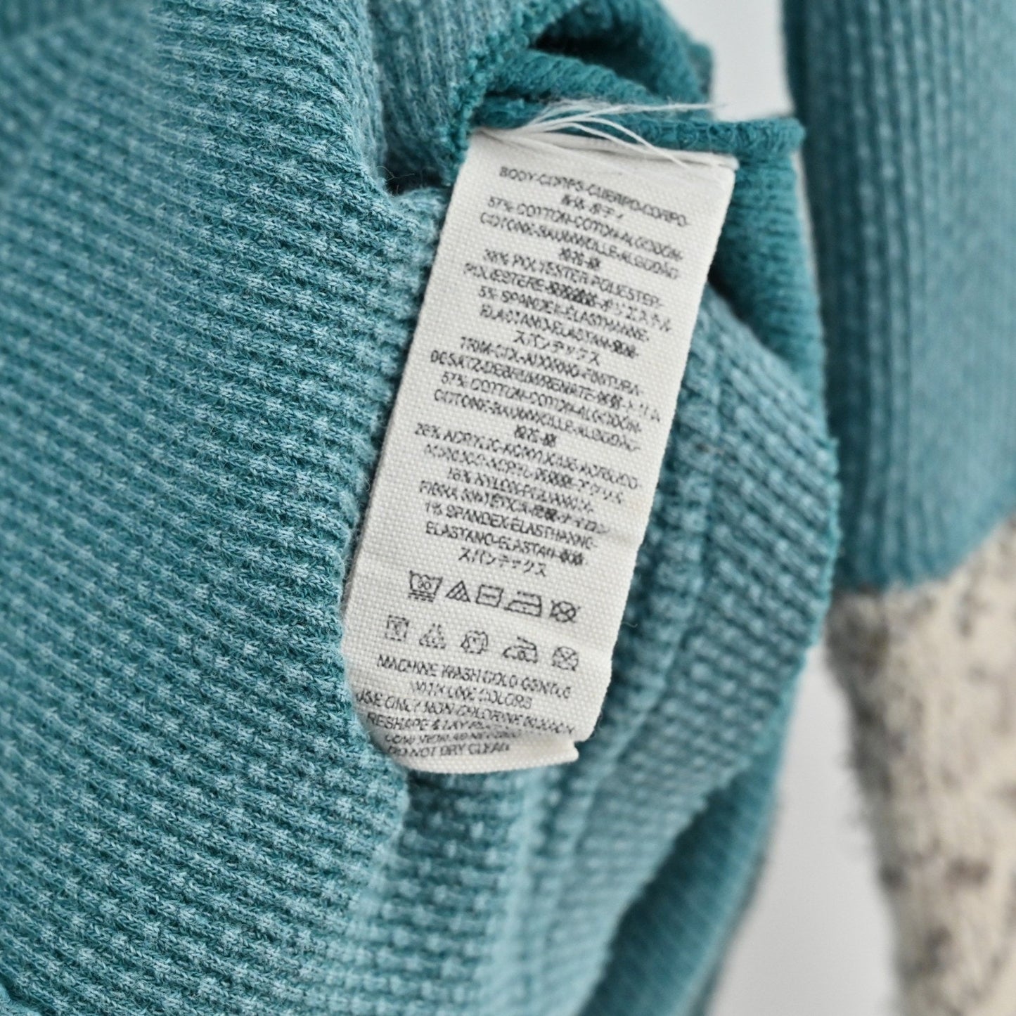 Free People Womens Apline Top Size XS Teal Thermal Waffle Knit Cuff Henley Boho