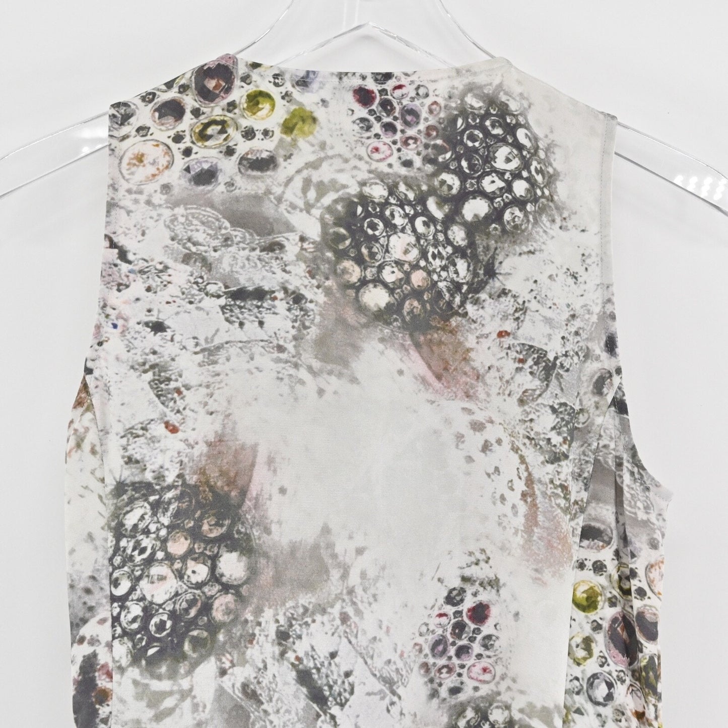 ST JOHN Womens Silk Twist Front Top Size 8 Gray Pink V Neck Sleeveless Career