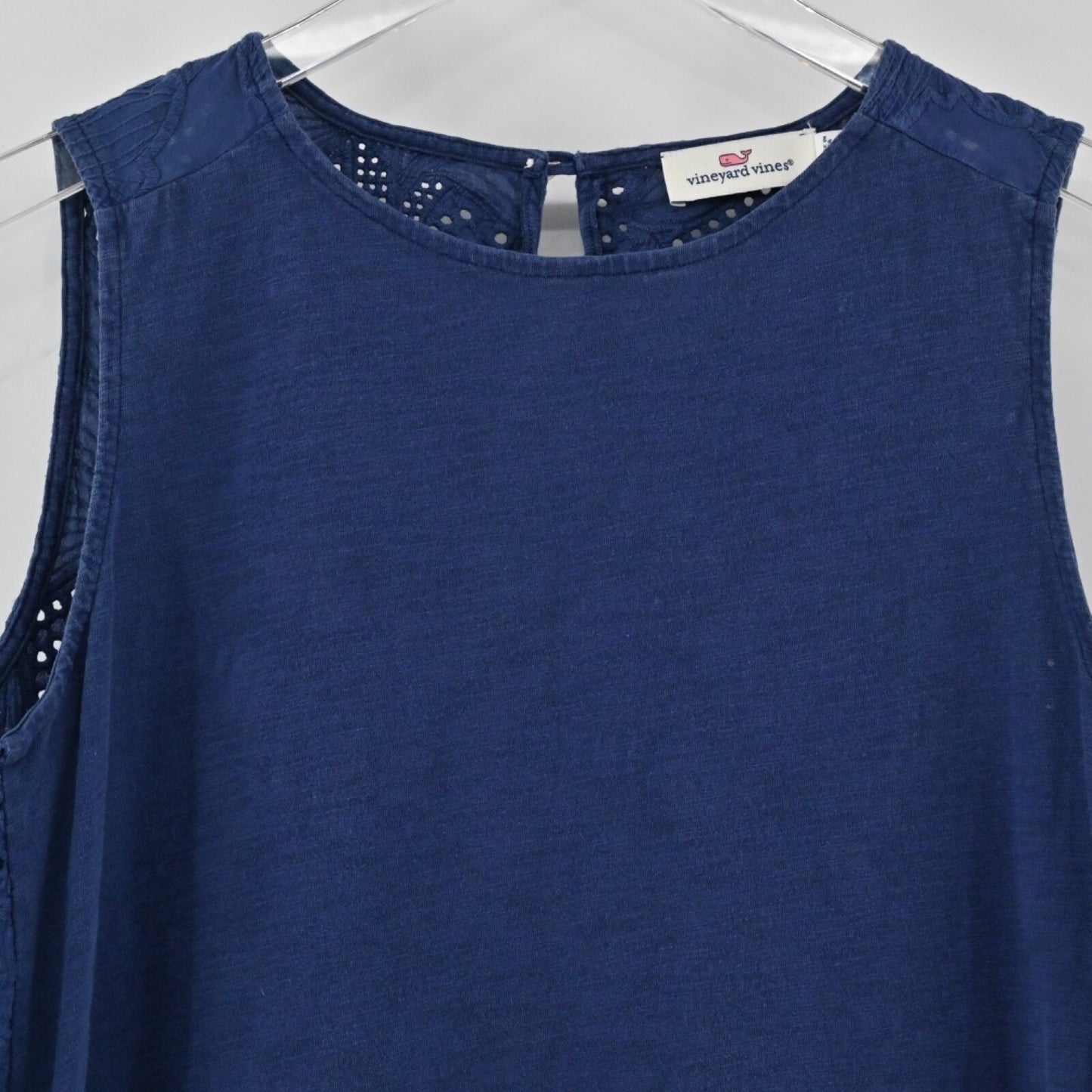 VINEYARD VINES Womens Embroidered Top Size S Blue Floral Eyelet Cotton Preppy