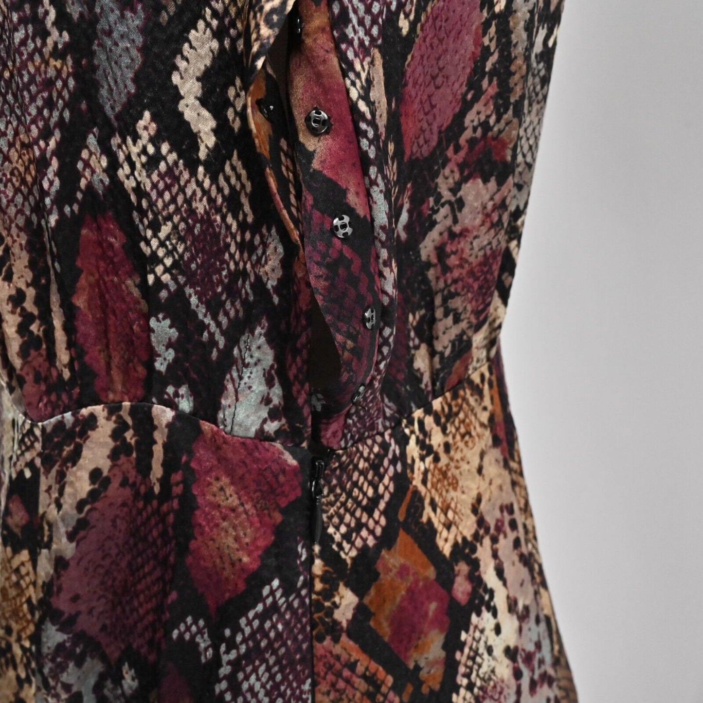 REBECCA TAYLOR Dress Womens Size 6 Silk Met Python Snake Print Purple Mob Wife