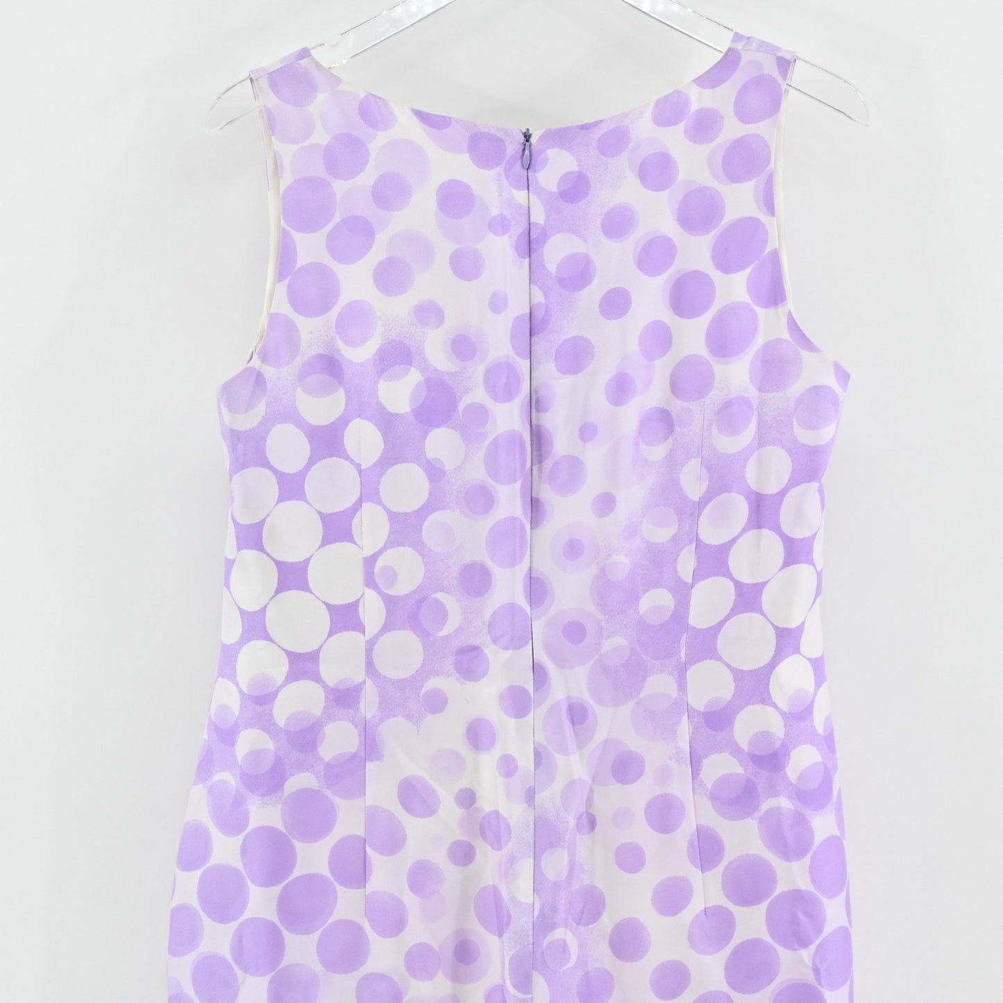 ESCADA Womens Silk Polka Dot Dress Size 42 Lavender Purple Shift Sleeveless NEW