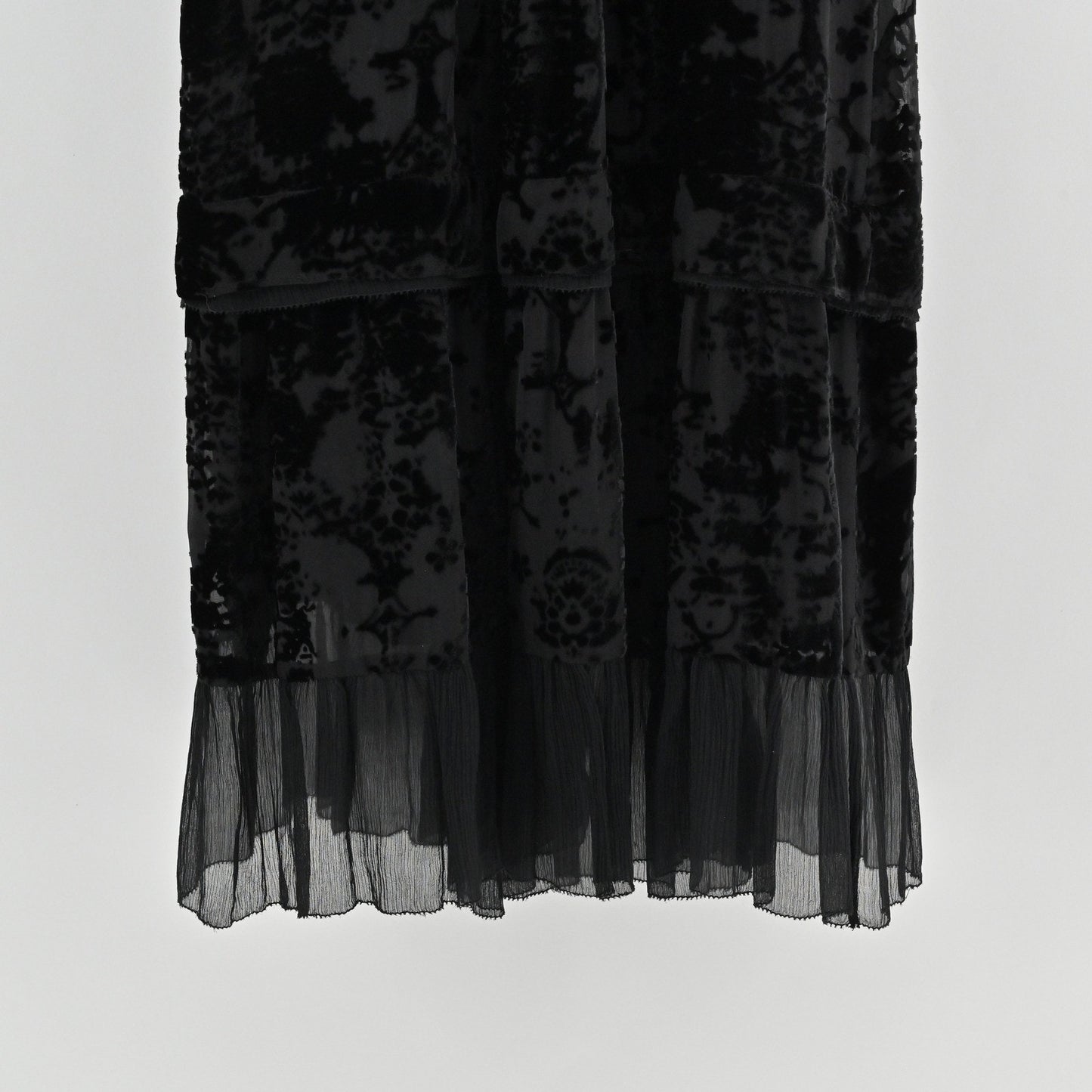 Elie Tahari Velvet Burnout Lace Dress Size XS Dark Romantic Black Witchy Vamp