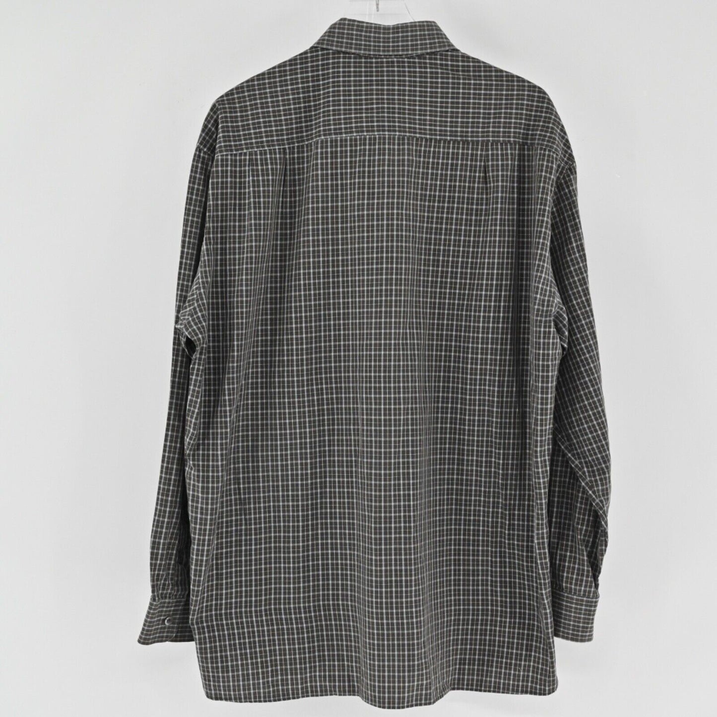 Vtg ERMENEGILDO ZEGNA Dress Shirt Mens Sz XL Black Plaid Button Down Cotton 90s