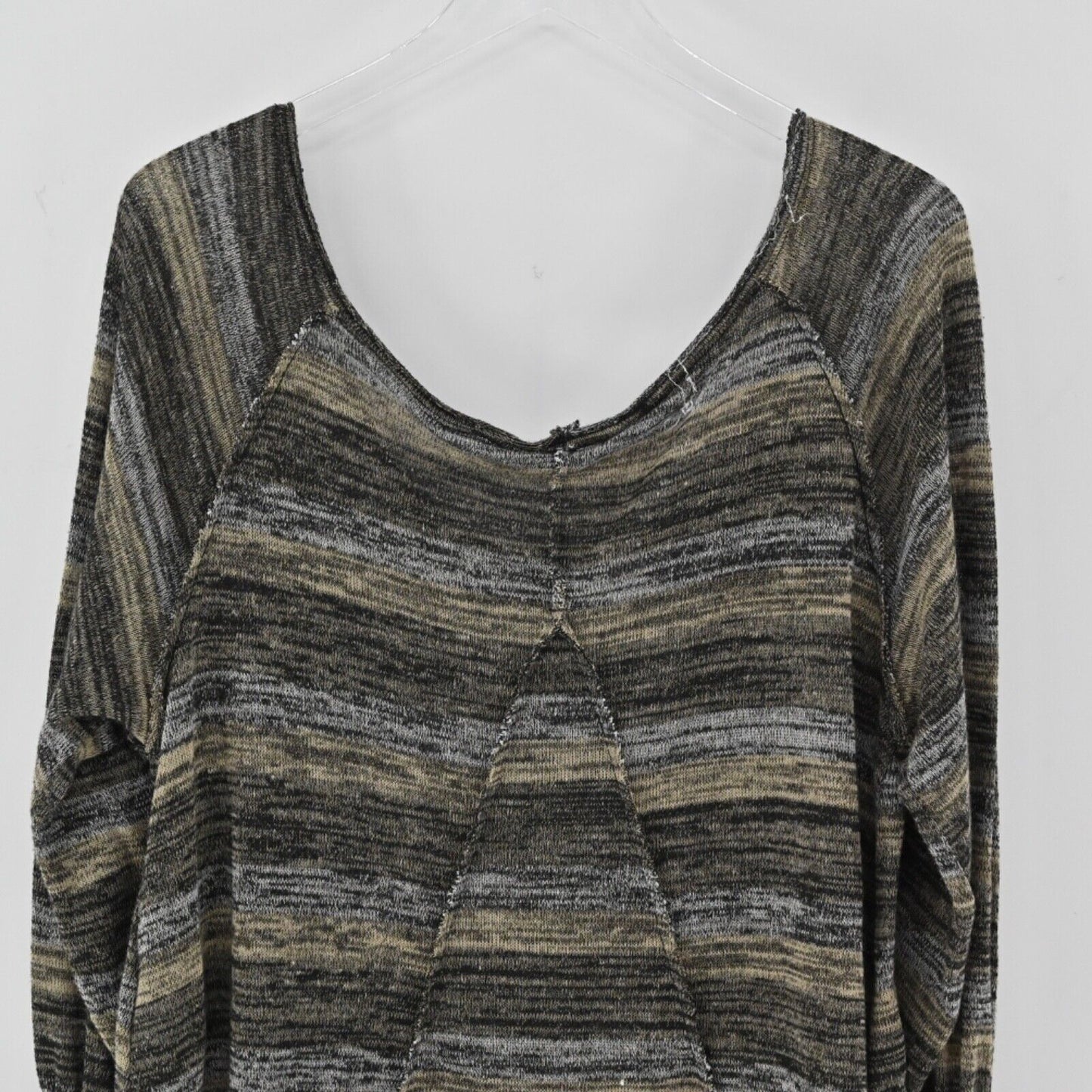 FREE PEOPLE Top Womens Size XS Black Brown Space Dye Stripe Oversized Knit USA