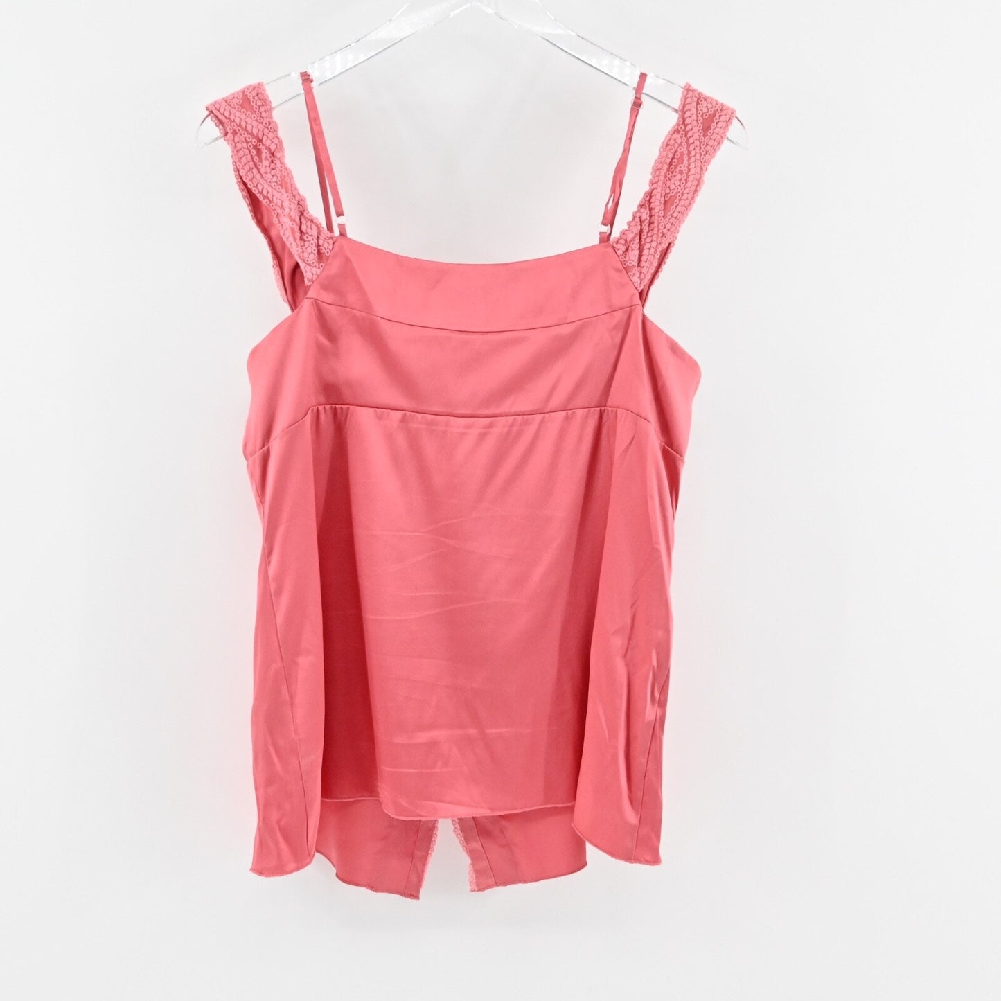 Vtg Y2k PAIGE Babydoll Silk Top Womens Size L Pink Layered Lace Satin Camisole