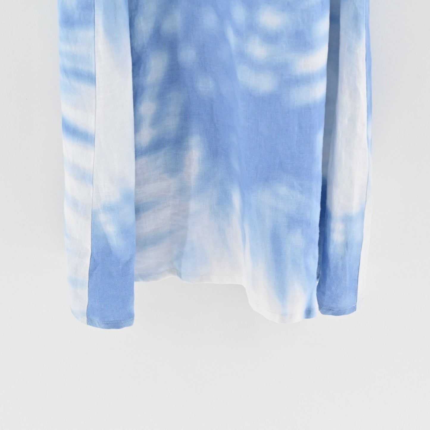 J Jill Love Linen Midi Dress Size XS ALine Breeze Abstract Palm Leaf Blue White