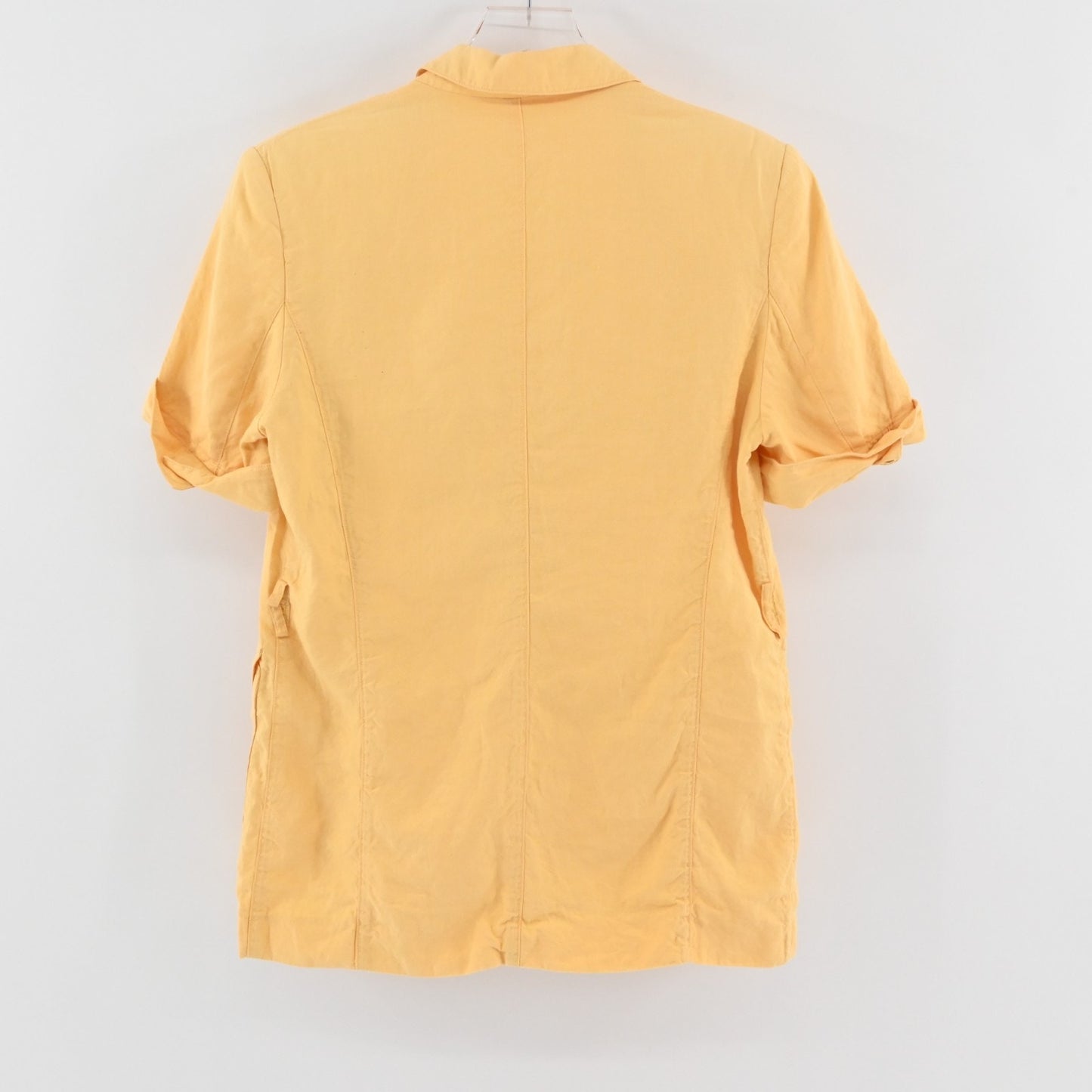 Vtg ESCADA Womens Butter Yellow Linen Top Size 40 Layering Safari Utility 80s