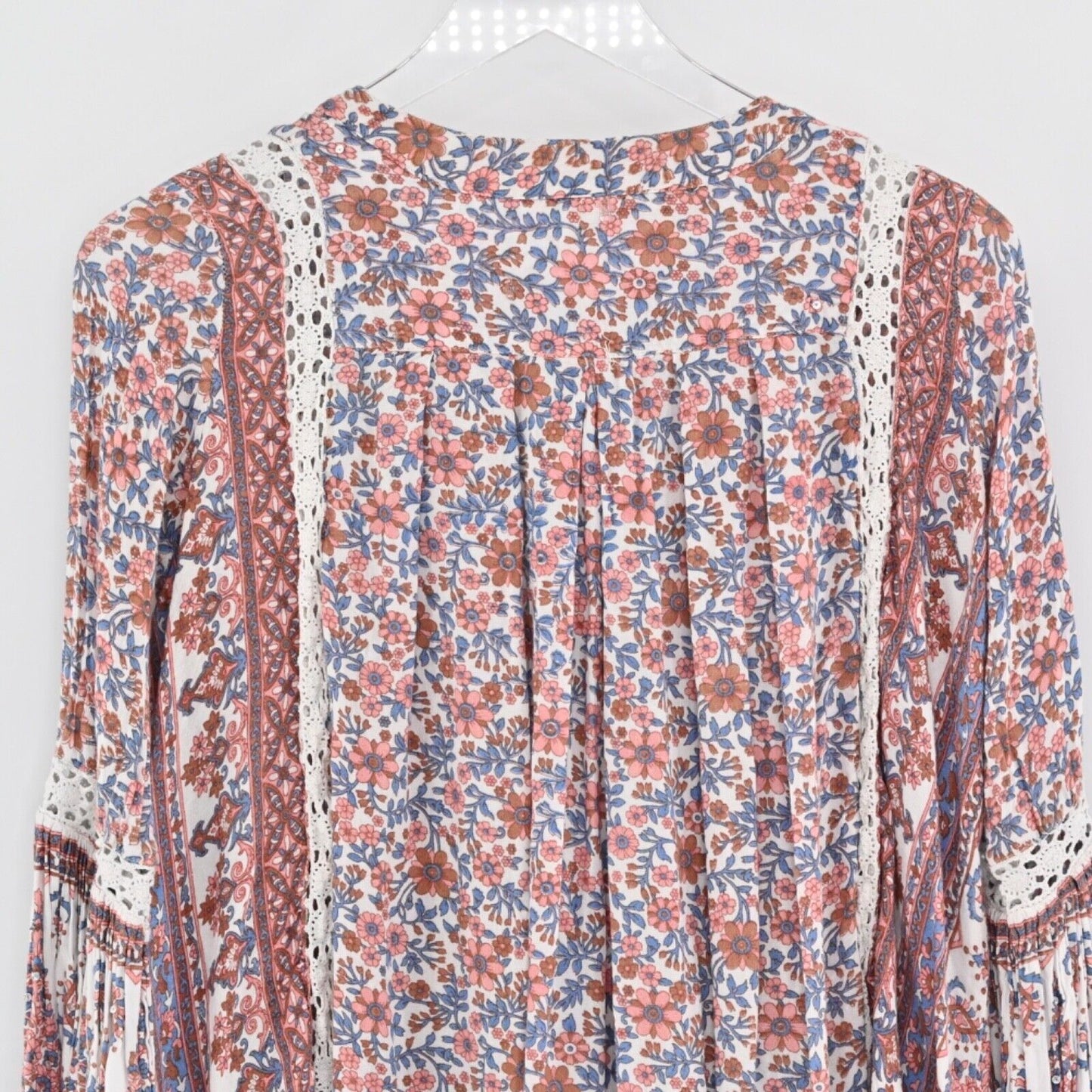 RAGA Dress Womens Size XS Samaira Mini Swing Floral Print Tassel Tie Fringe Trim