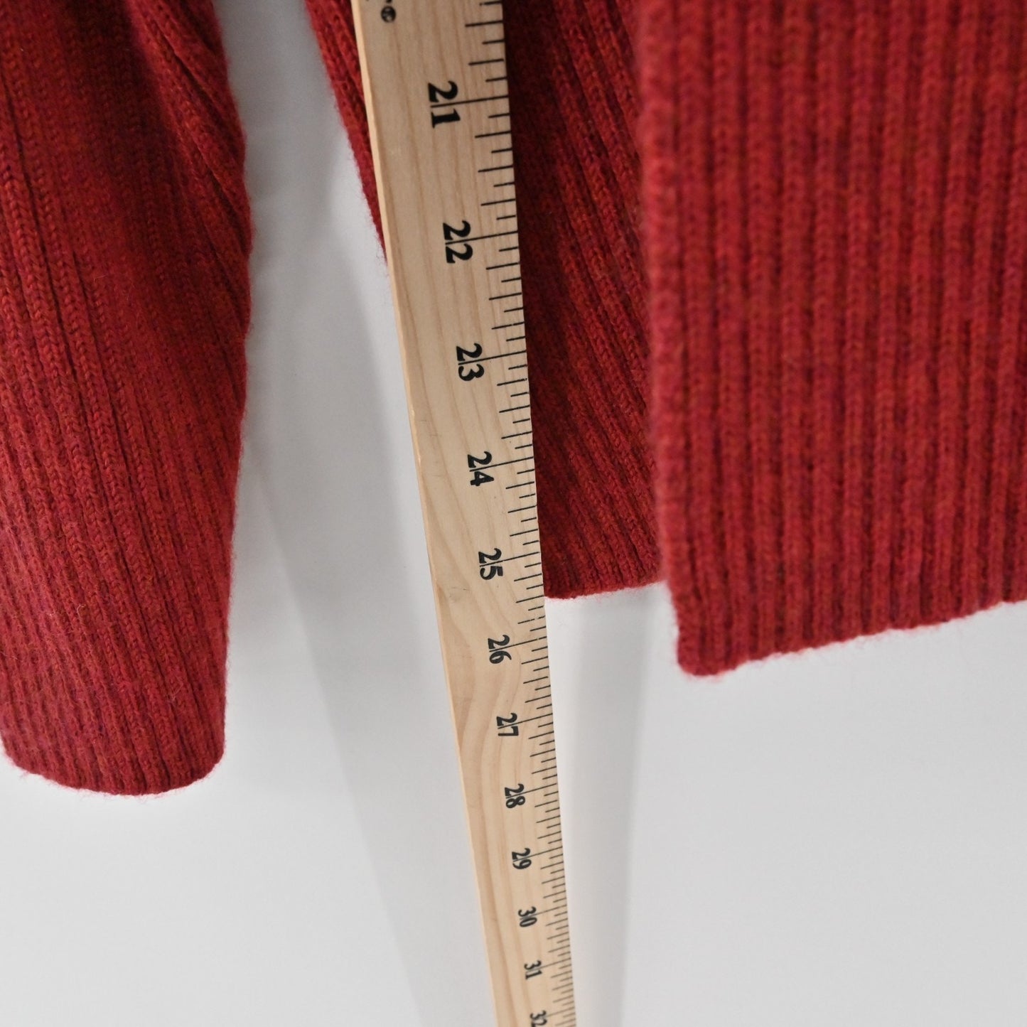 Eileen Fisher Womens Open Front Ribbed Cardigan Sweater Size S Red Wool Knit
