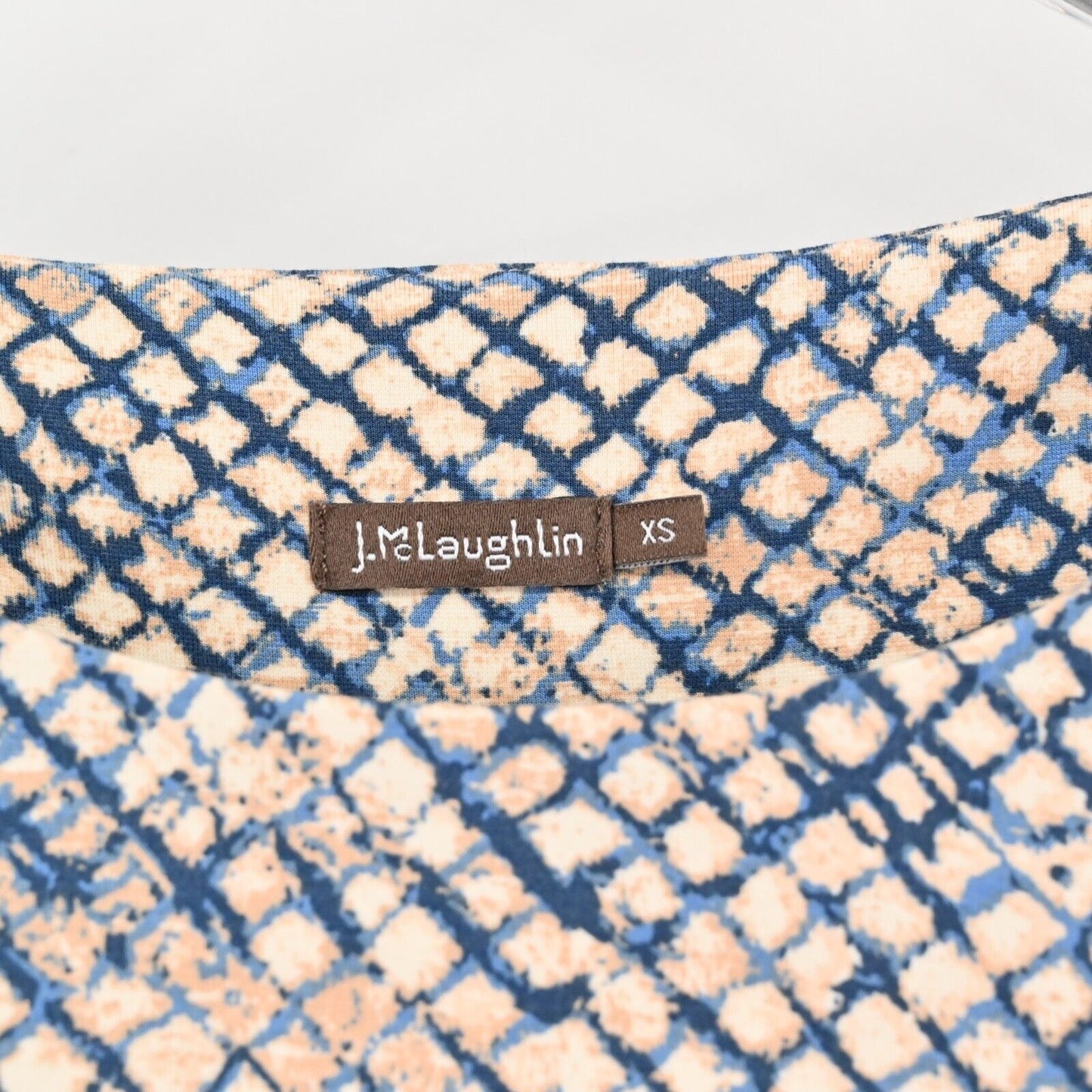 J MCLAUGHLIN Dress Size XS Catalina Cloth Ruched Sheath Quarter Sleeve Printed