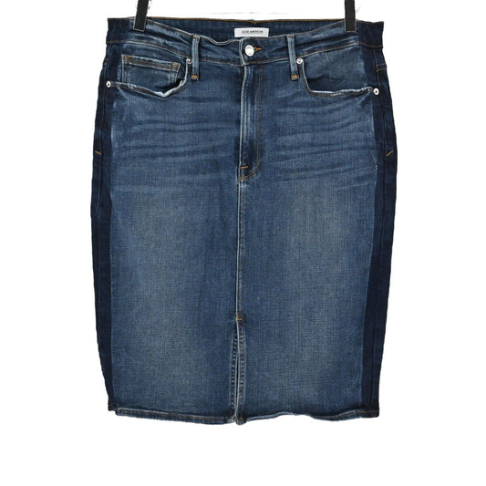 GOOD AMERICAN Skirt Womens Sz 16 Blue Jean Pencil Skirt Shadow Side Seam Stretch
