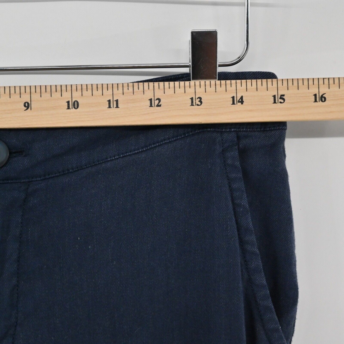 ANTHROPOLOGIE Pants Womens Size 4 Navy Blue Linen Blend Low Rise Flare Wide Leg