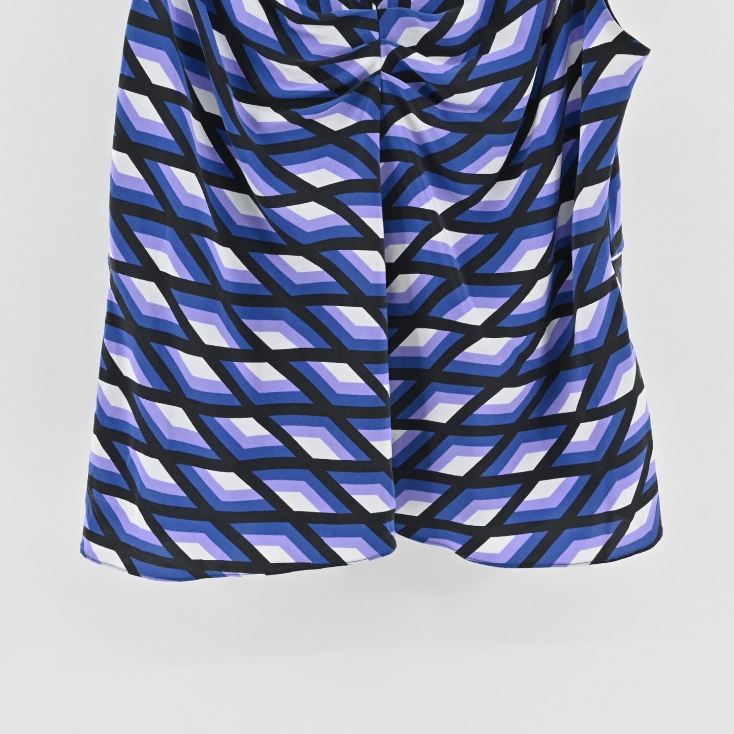 Diane Von Furstenberg Womens Mercer Silk Top Size XL Blue Geometric Sleeveless