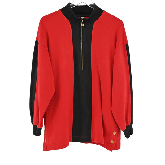 Vtg MONDI Sweatshirt Womens Sz EUR 34 Red Black Cotton Half Zip Sports Logo 90s