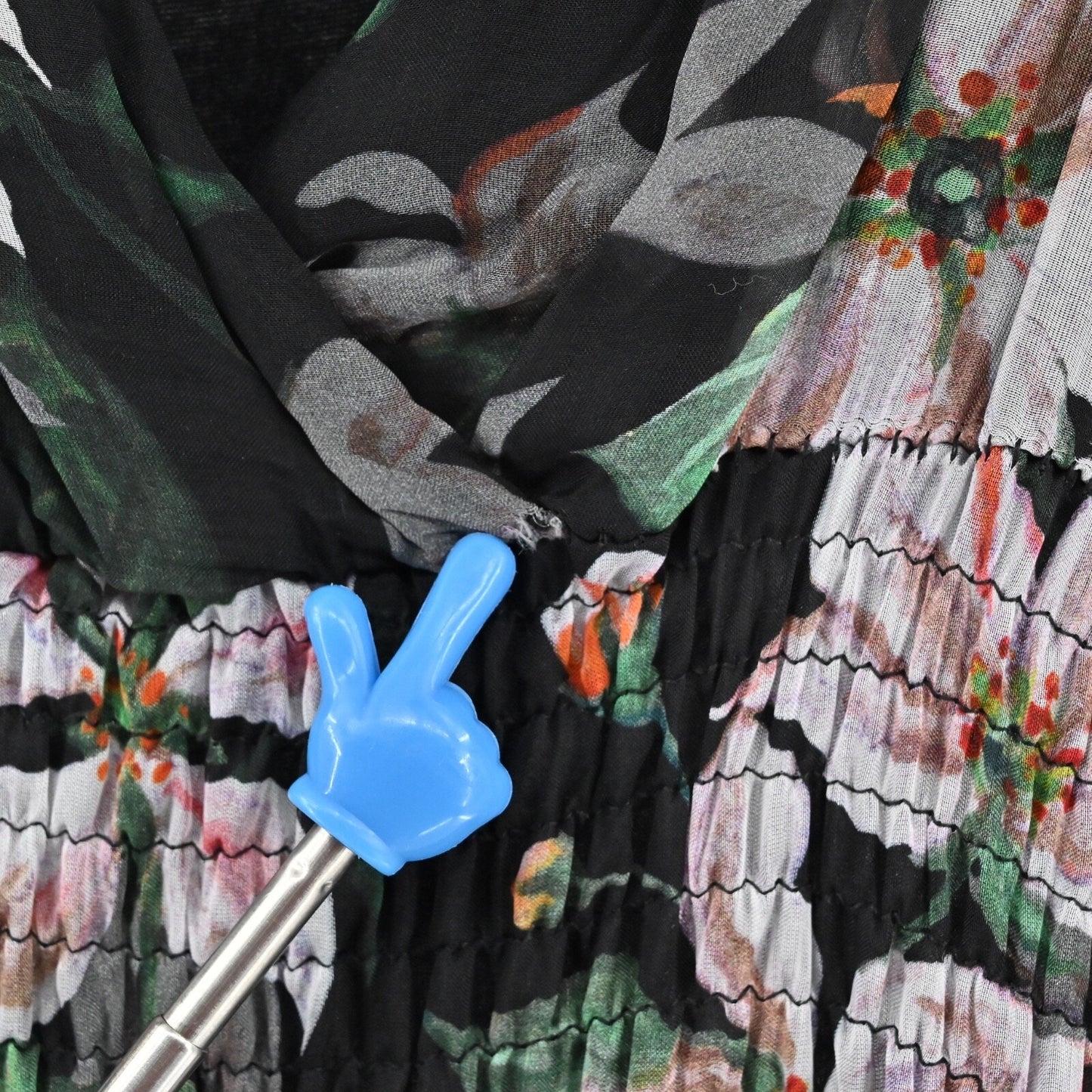 ELENA BALDI Silk Maxi Dress Size L Black Floral Chiffon Sleeveless V Neck Italy