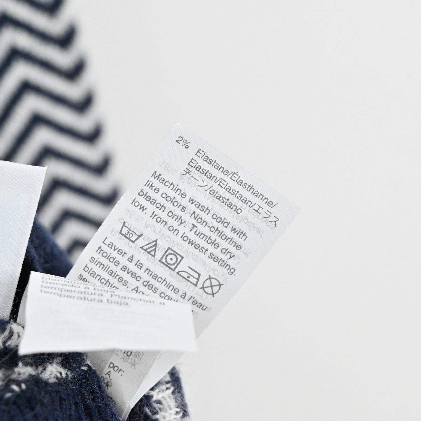 J Crew Womens Chevron Alpaca Sweater Size S Preppy Navy White Mock Neck Button