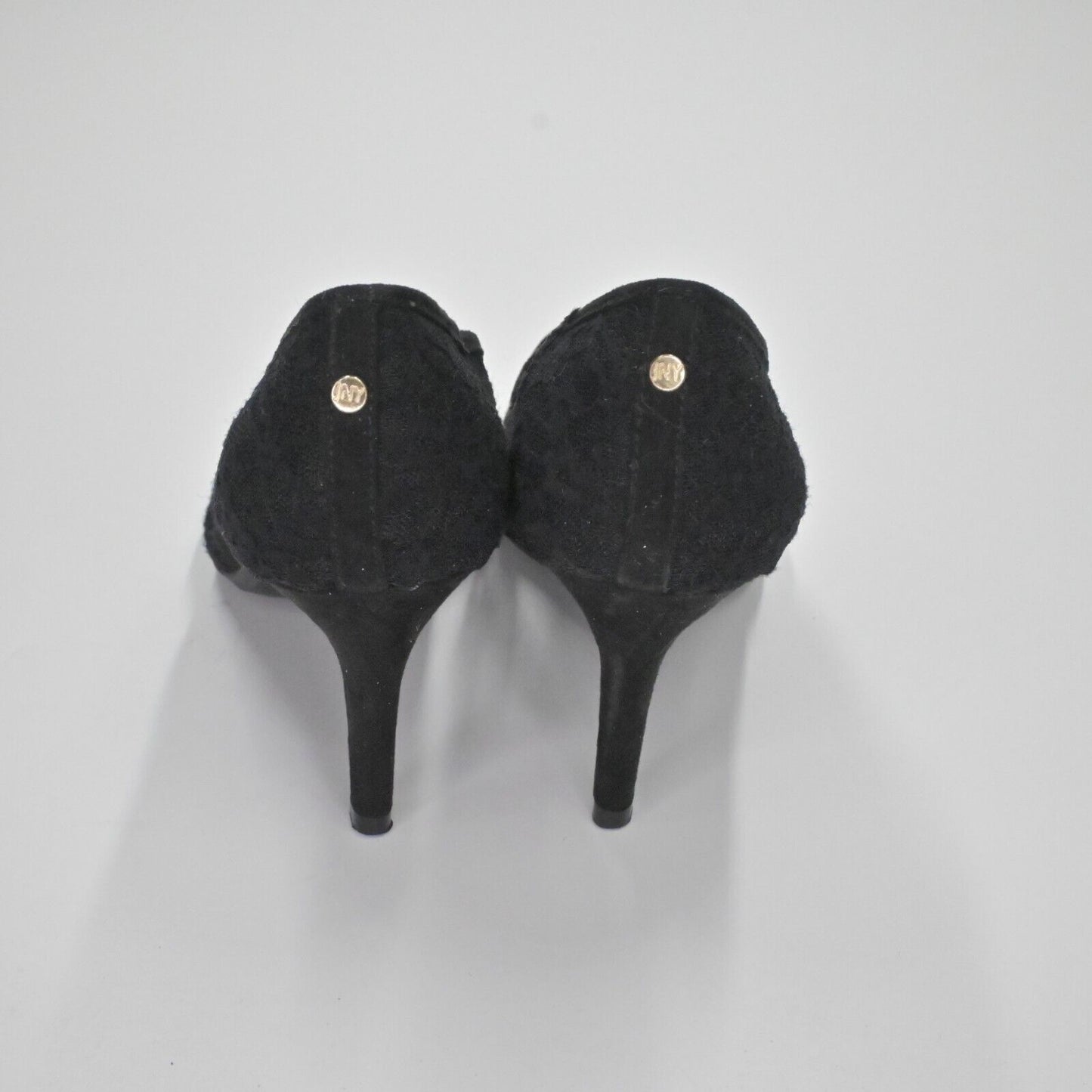 Vtg JONES NEW YORK Womens Sz 5.5 Black Floral Lace Pointed Toe Berdina Stiletto