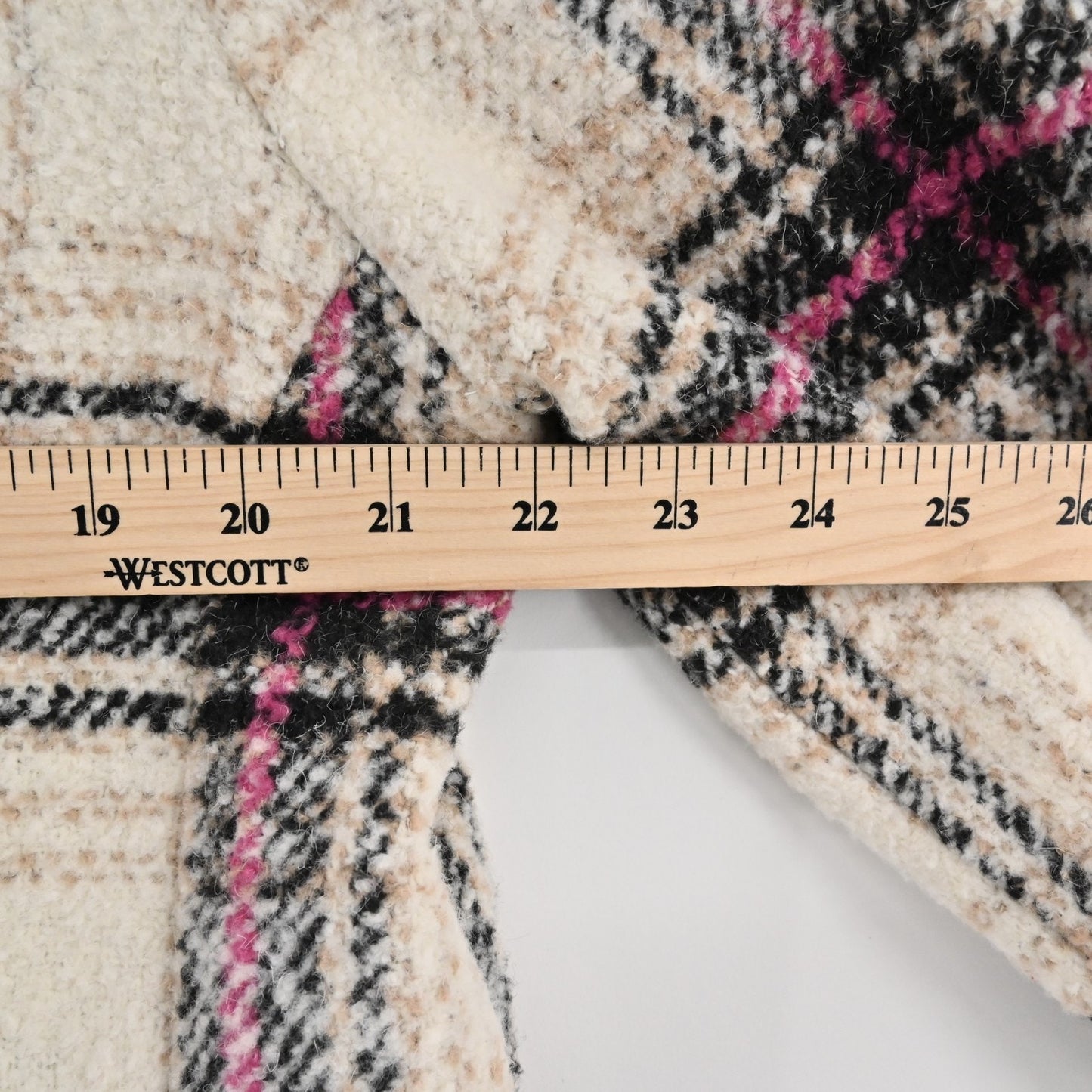 Anthropologie Womens Plaid Jacket Size M Wool Blend Pink Beige Coat Elevenses