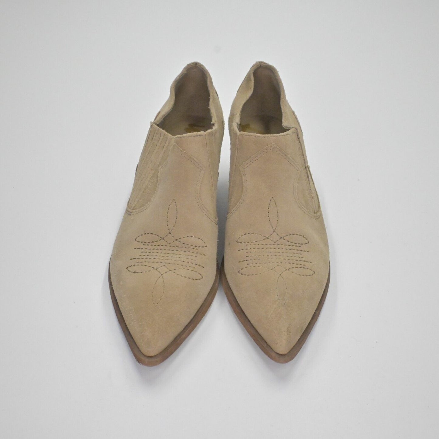 SAM EDELMAN Booties Womens Size 6.5 Roy Cowboy Boots Western Tan Ankle Rodeo