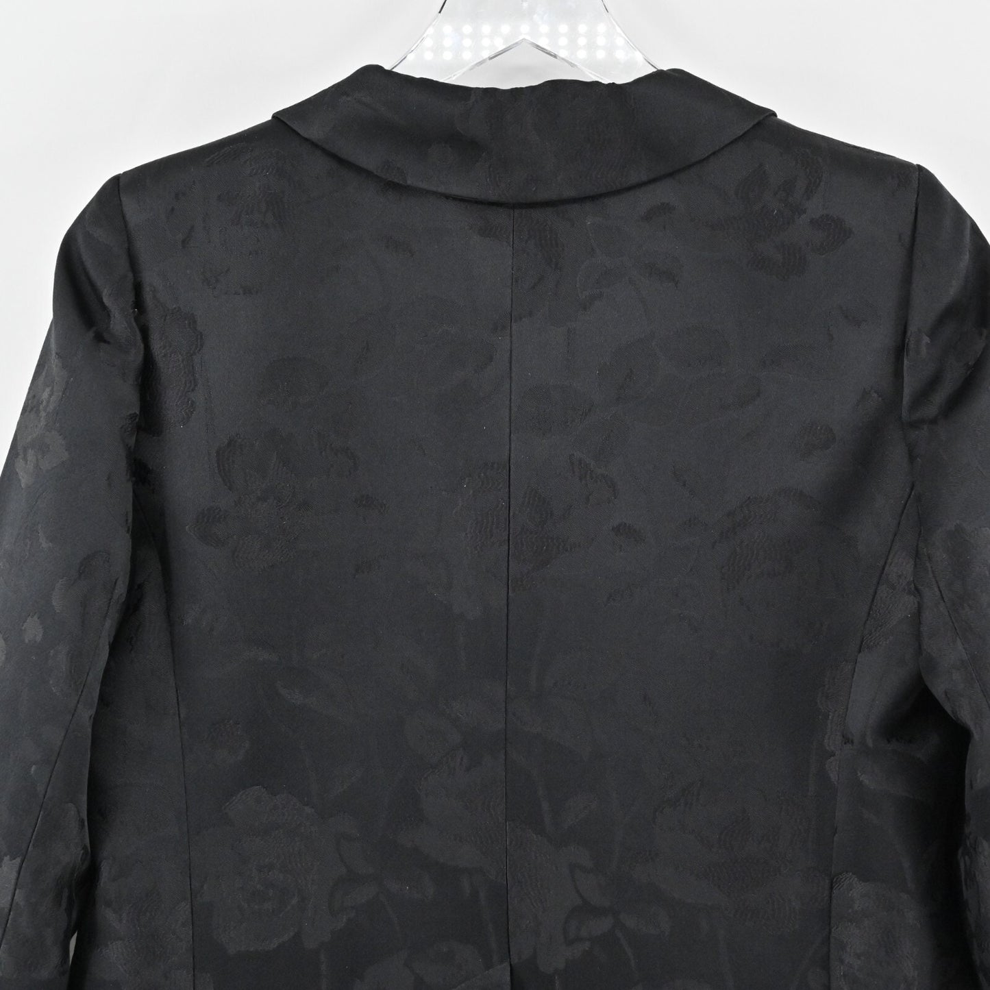 STYLE PARIS Jacket Womens 42 Black Silk Floral Damask Brocade Susan Sutherland