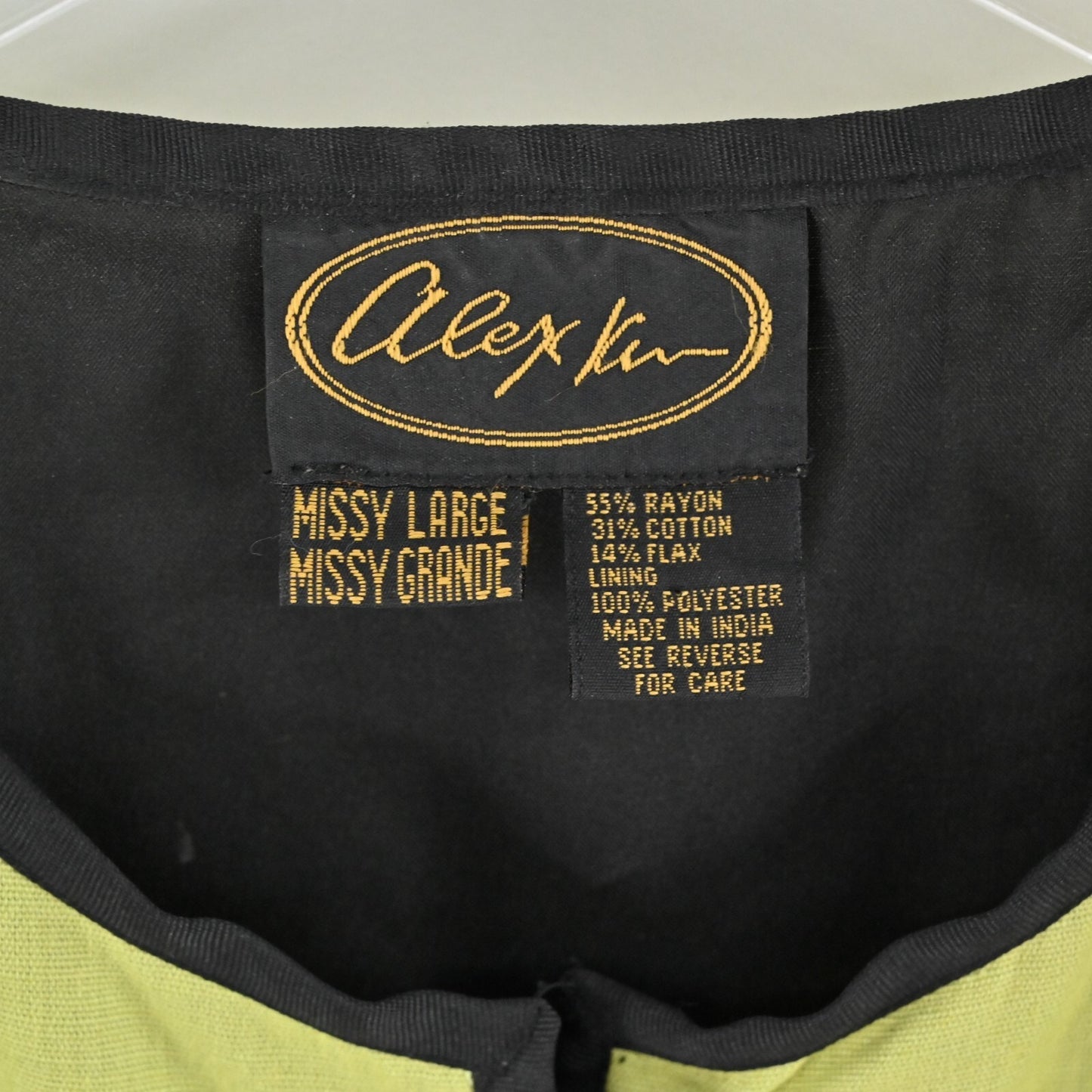 Vtg ALEX KIM Womens Embroidered Jacket Size L Green Floral Toggle Linen Art Wear