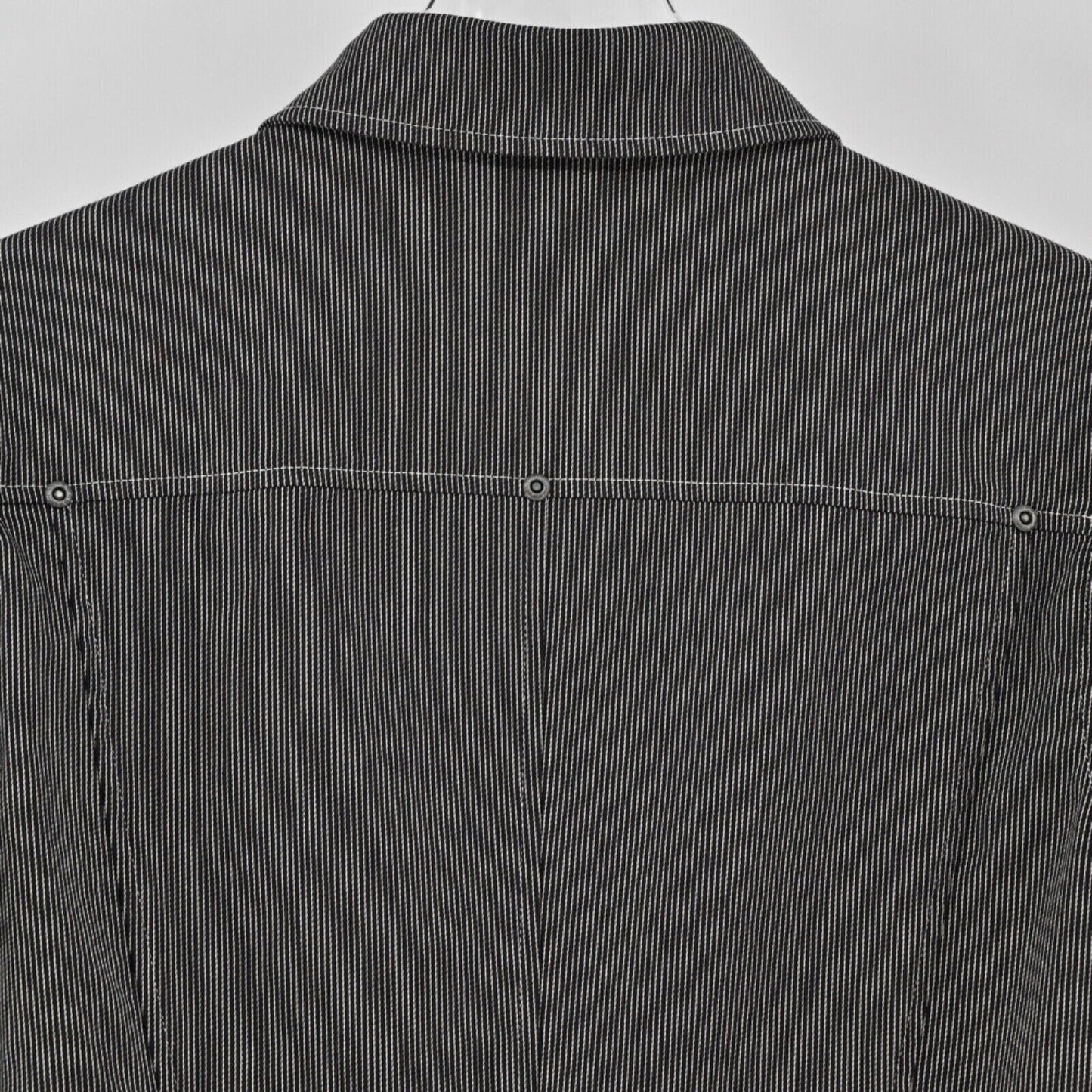 AUSTIN REED Jacket Womens Size 8 Canvas Black White Pinstripe Cotton Blend Retro