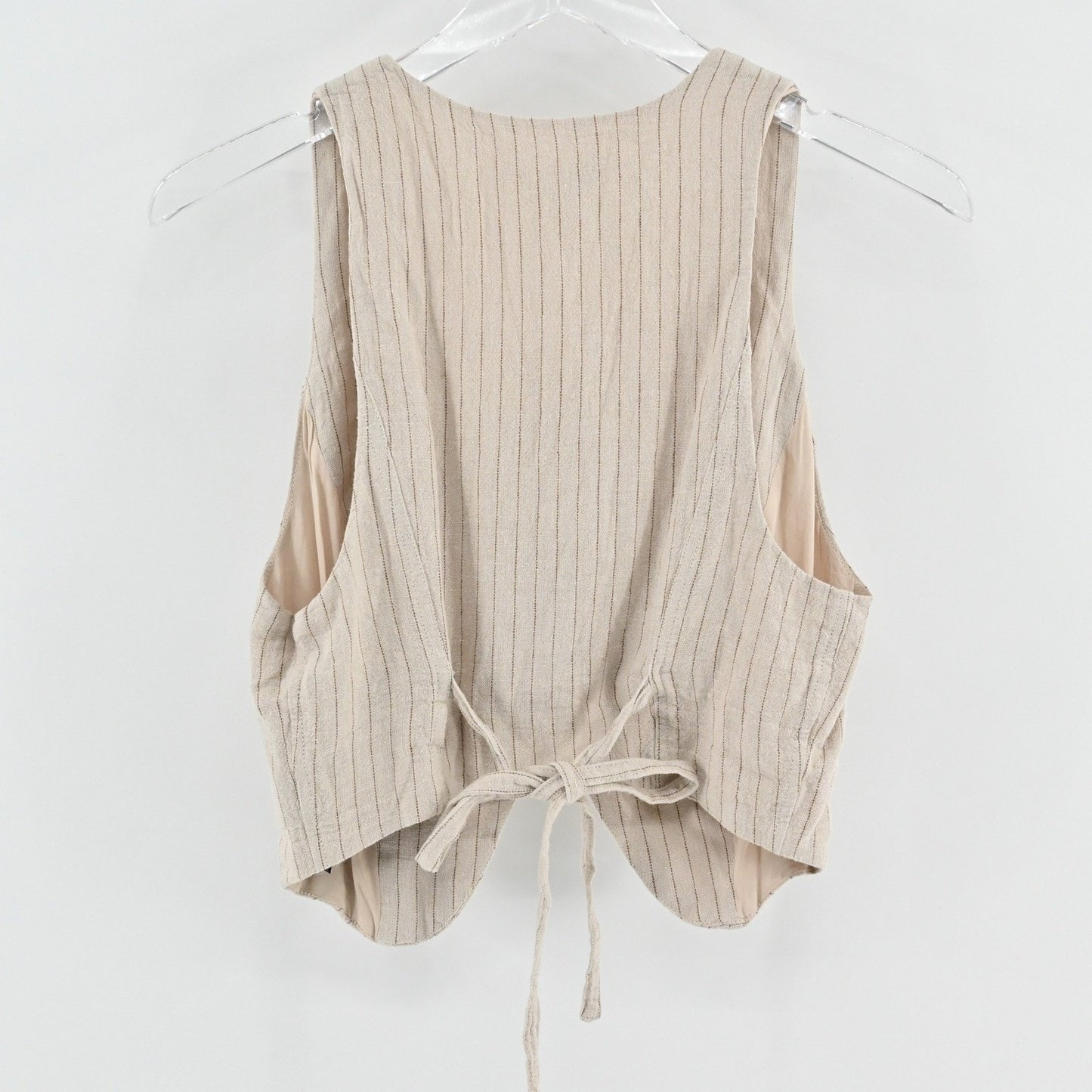 Urban Outfitters Womens Vest Top Size S Pinstripe Academia Preppy Linen Button