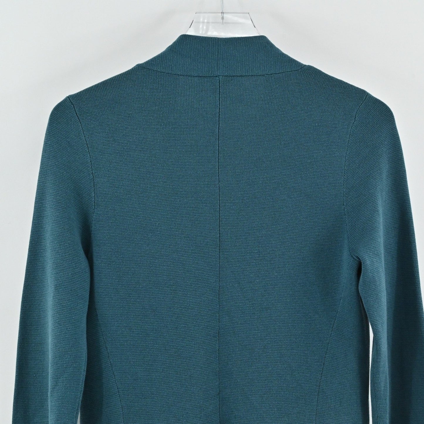 Eileen Fisher Womens Silk Cardigan Size XS Teal Blue Long Open Front Sweater