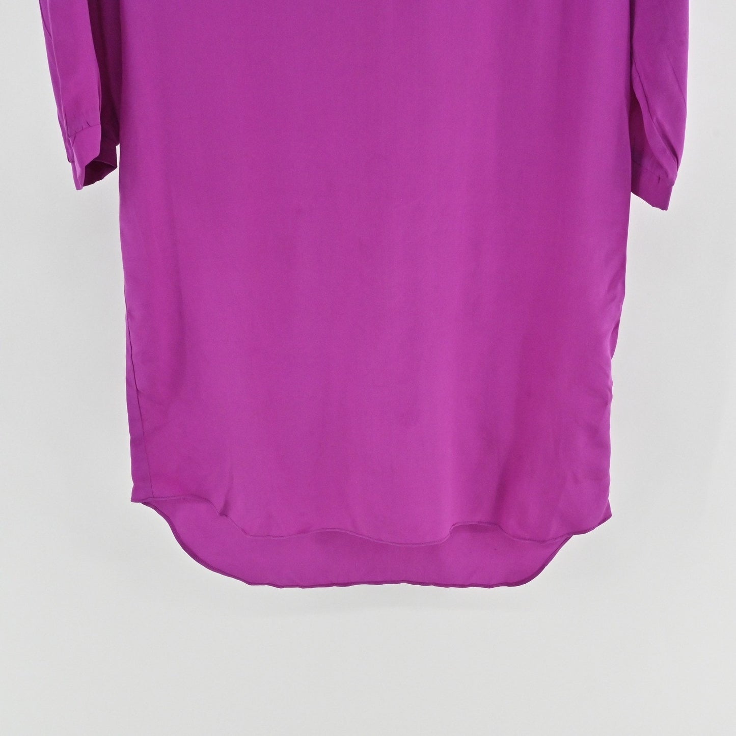 Amanda Uprichard Womens Silk Dress S Purple Vibrant Elegant V Neck Long Sleeve