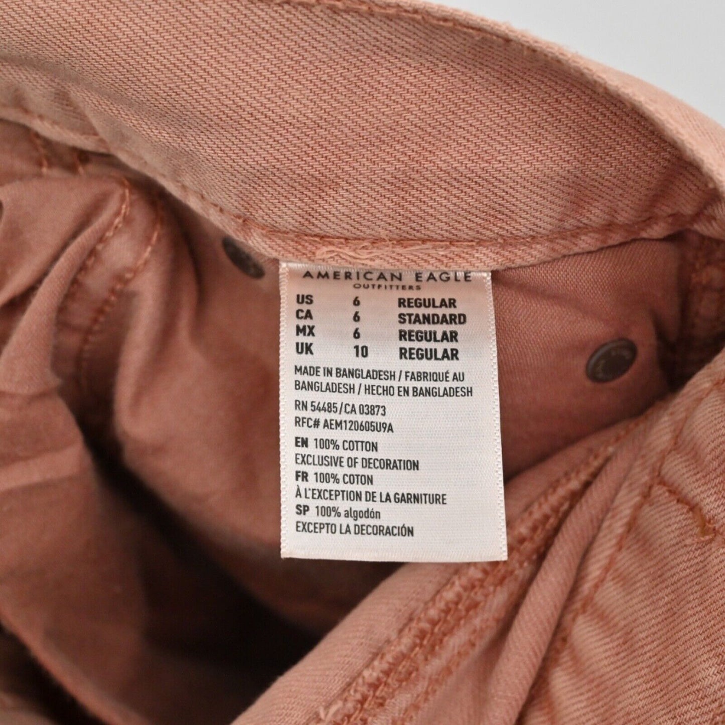 AMERICAN EAGLE Jeans Womens Sz 6 Blush Pink High Rise Wide Leg Crop Raw Hem Boho